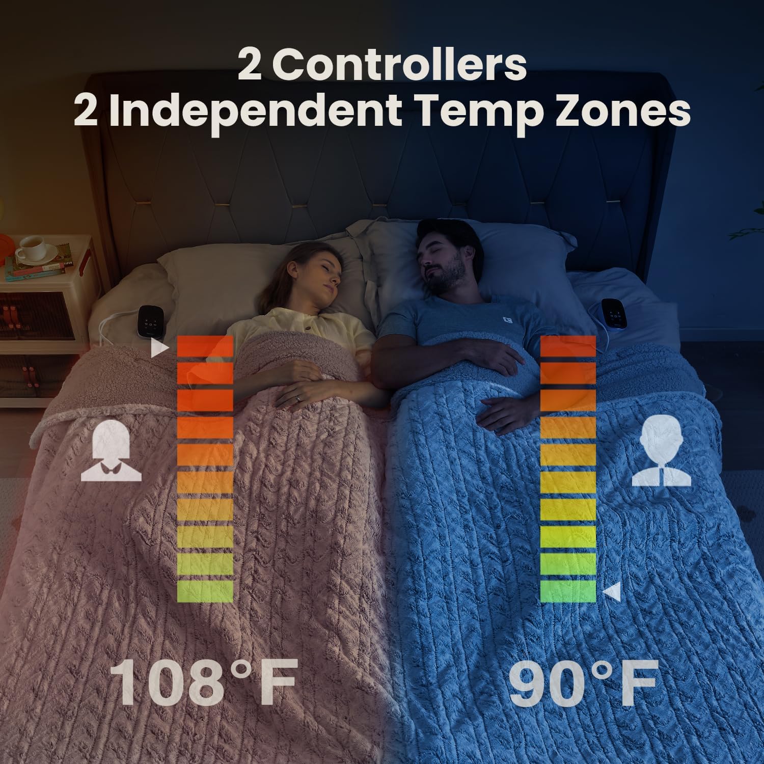 Bearhug King Size Electric Blanket with Dual Controllers