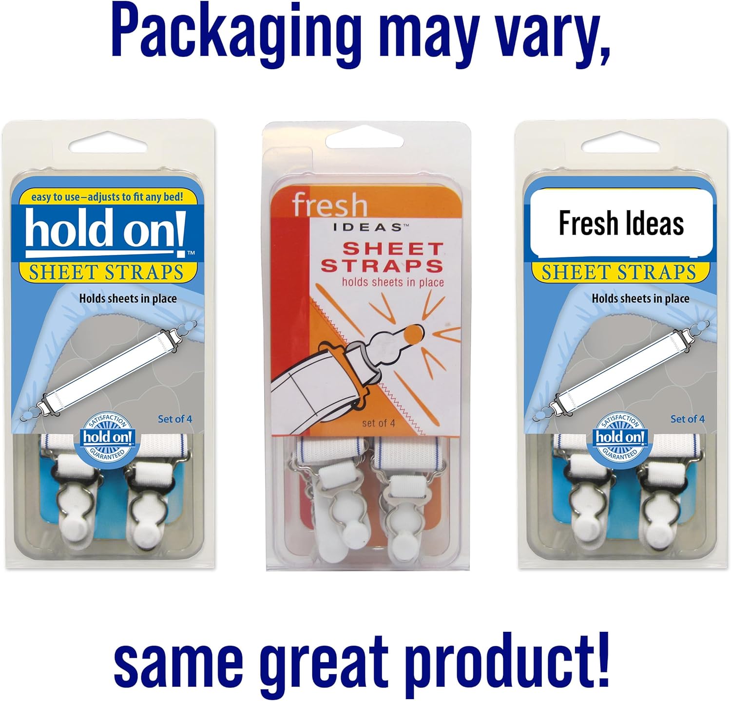 Levinsohn Fresh Ideas Bed Sheet Straps 4-Pack White