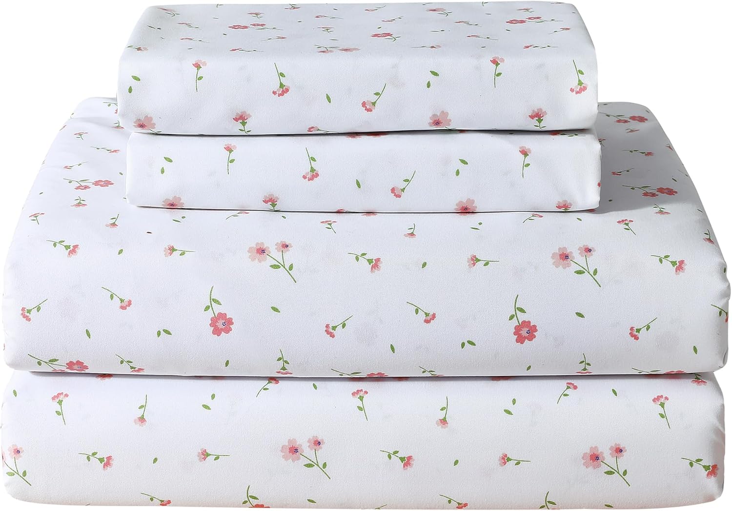 Softan Pink Floral Twin Fitted Sheet Set 3 Pieces