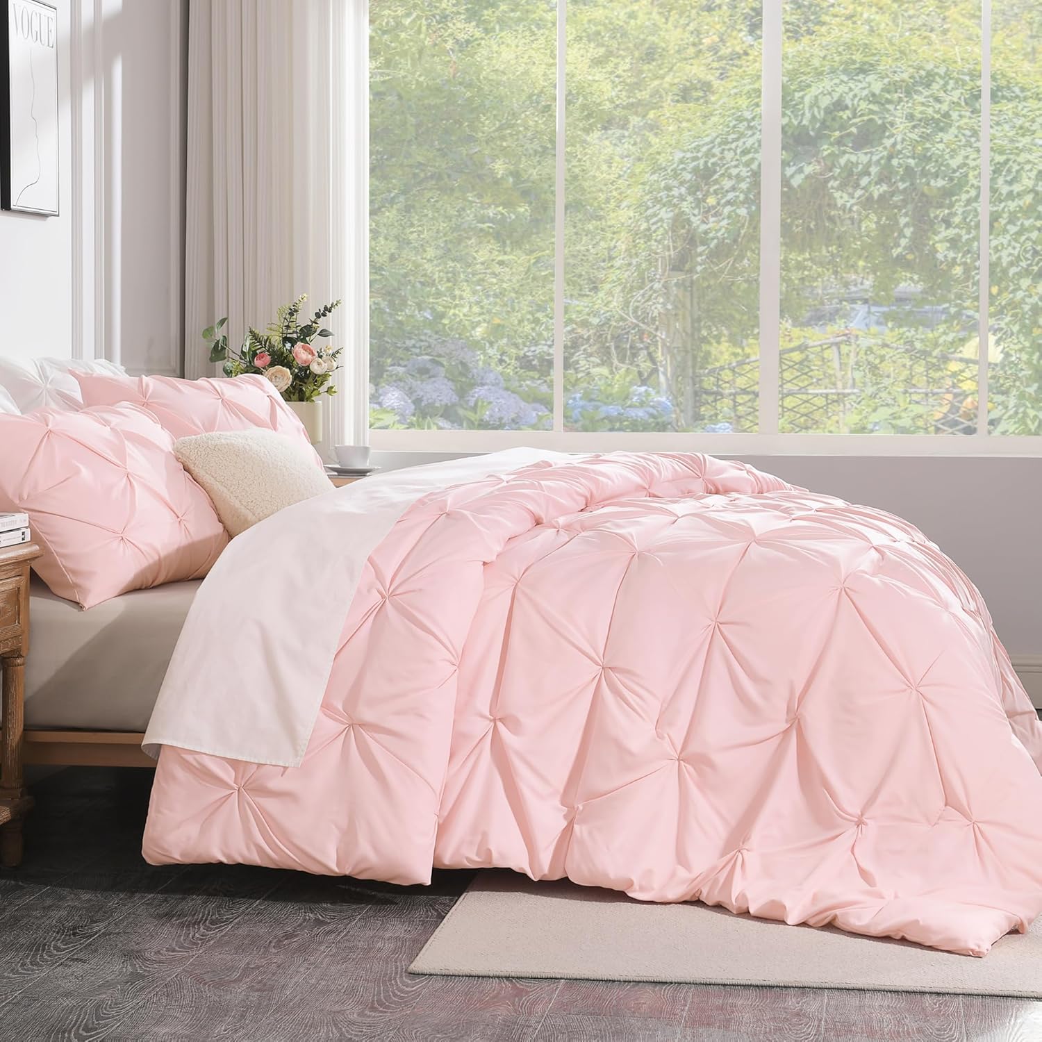Andency Pink Comforter Set 3 Pieces Full Size