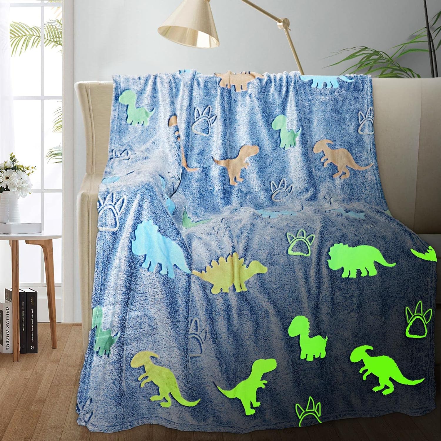 TEHALK Dinosaur Glow in the Dark Blanket for Boys