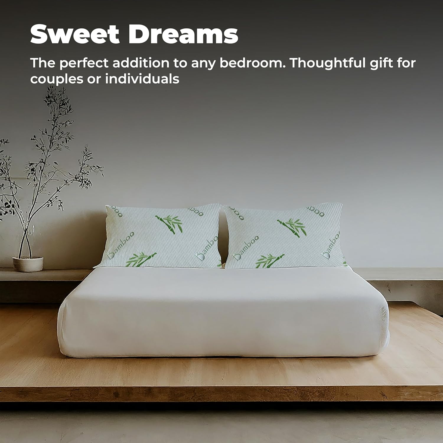 OMEO 2 Pack Rayon Bamboo Memory Foam Pillows