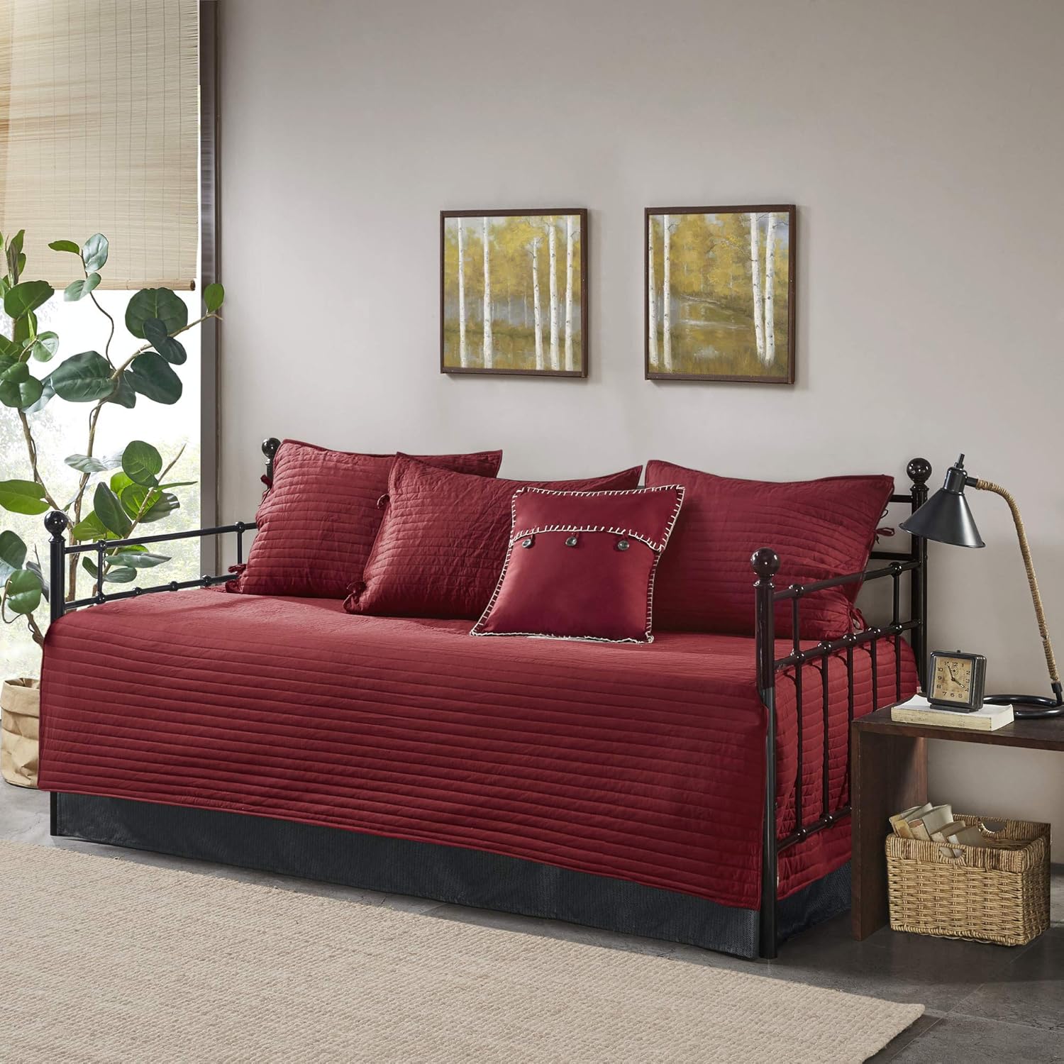 Madison Park Reversible Daybed Cover Set Plaid Red 75x39