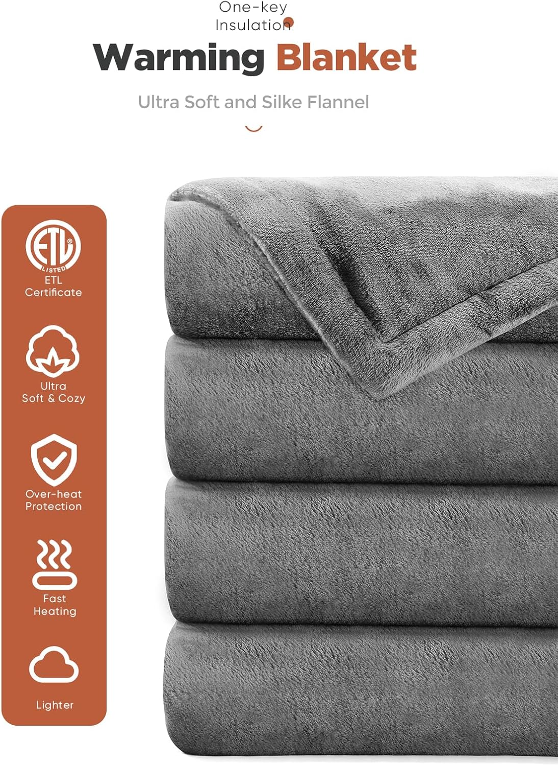 Mlivrom Heated Throw Blanket with Timer Auto-Off and 8 Heating Levels