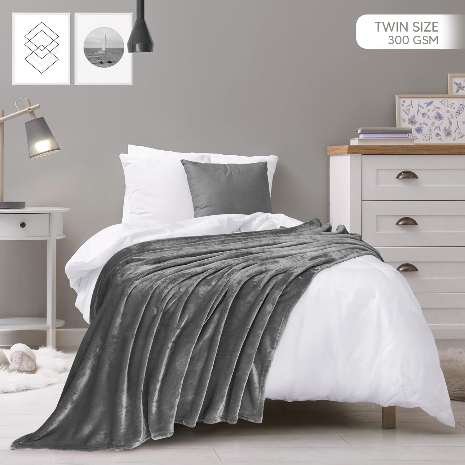 Utopia Bedding Fleece Blanket Twin Grey 300GSM 1