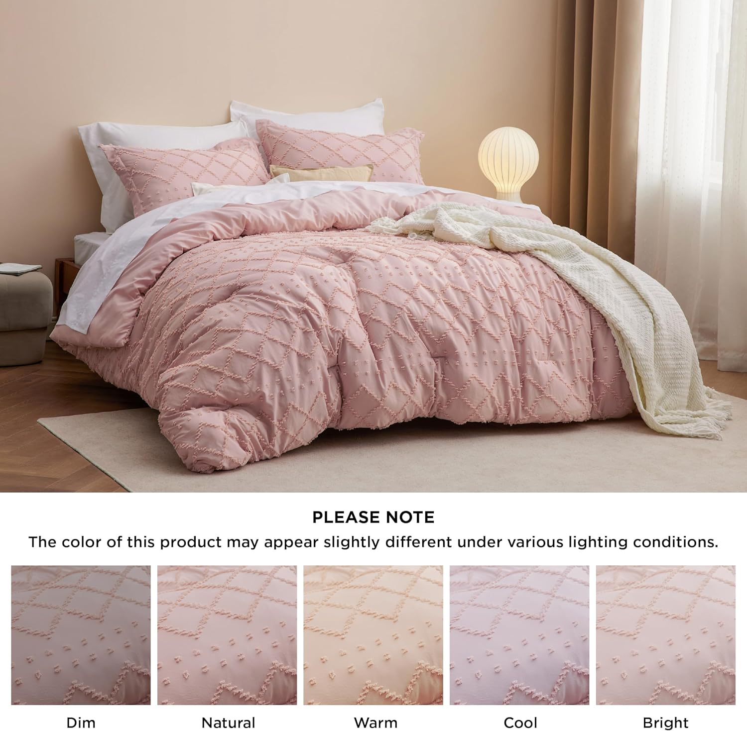 Bedsure Queen Comforter Set - Coral Pink