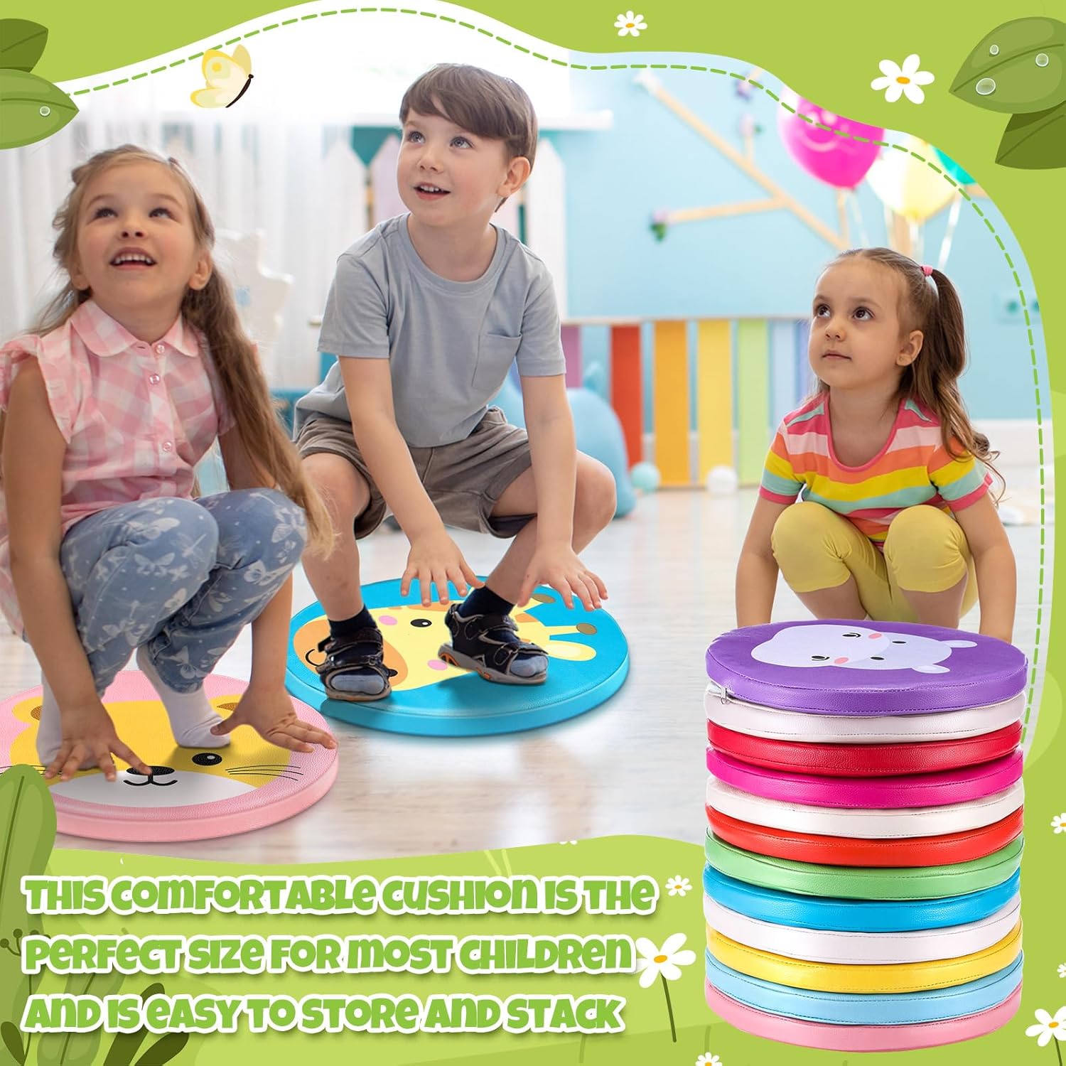 Suzile 12 Pcs Cartoon Floor Cushions with Handle 1