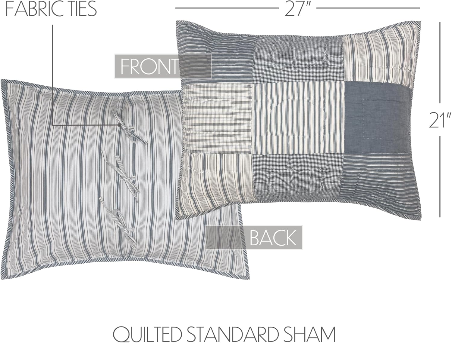 VHC Brands Farmhouse Patchwork Pillow Sham Set of 2 21x27