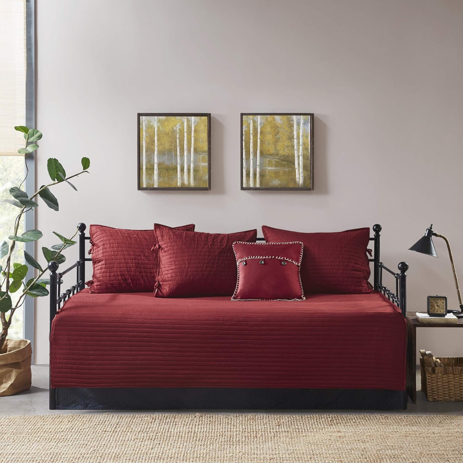 Madison Park Reversible Daybed Cover Set Plaid Red 75x39