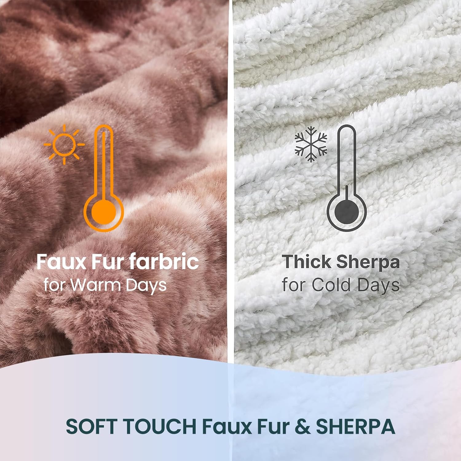 Electric Heated Blanket 50x60 Luxury White Coffee Faux Fur