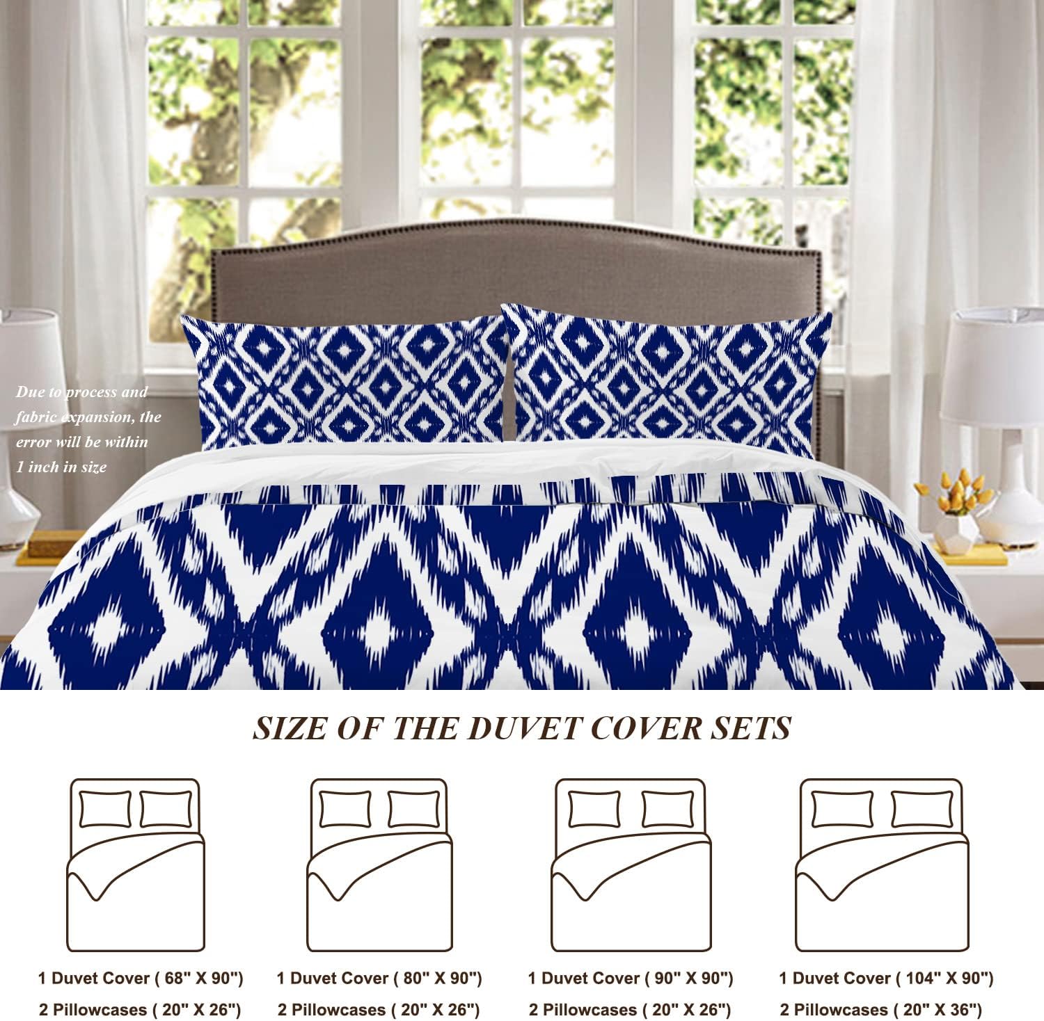 Shrahala Abstract Ikat Ogee Duvet Cover Set Twin Size 3 Pieces