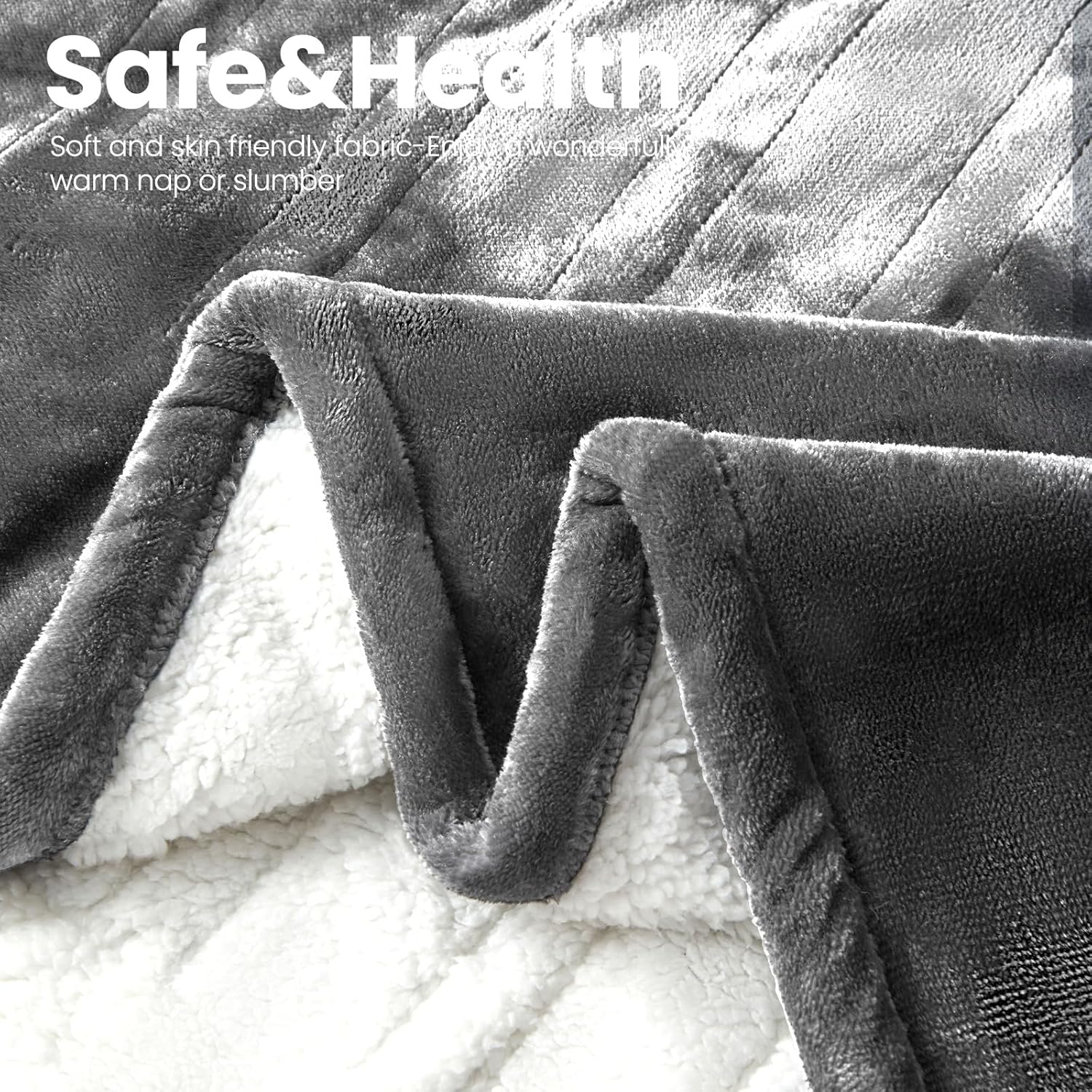 PTQ Electric Heated Blanket 50x60 Light Grey