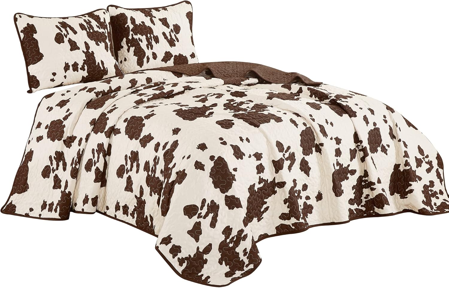 Linen Mart Southwestern Rustic Cowhide Quilt Set - Queen 3 Piece