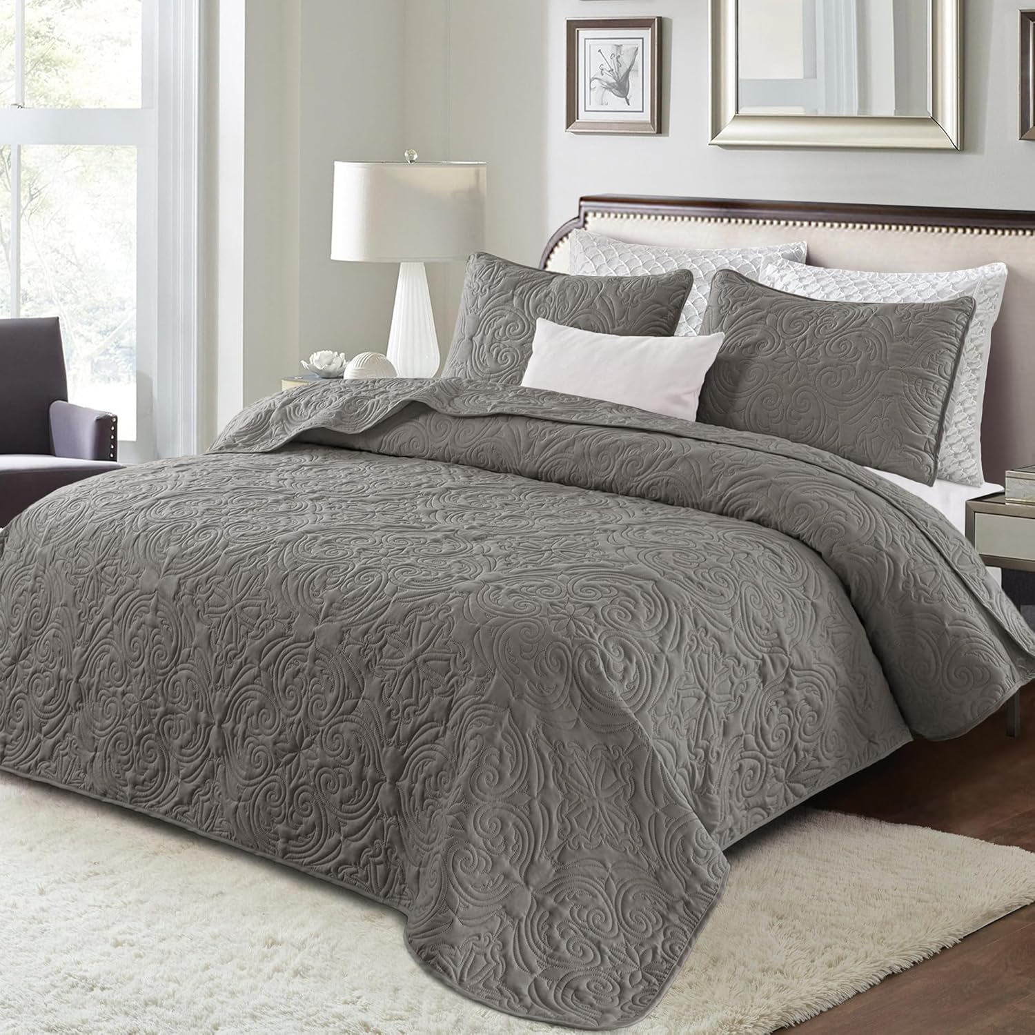 Exclusivo Mezcla Quilt Set Full Queen Size Grey