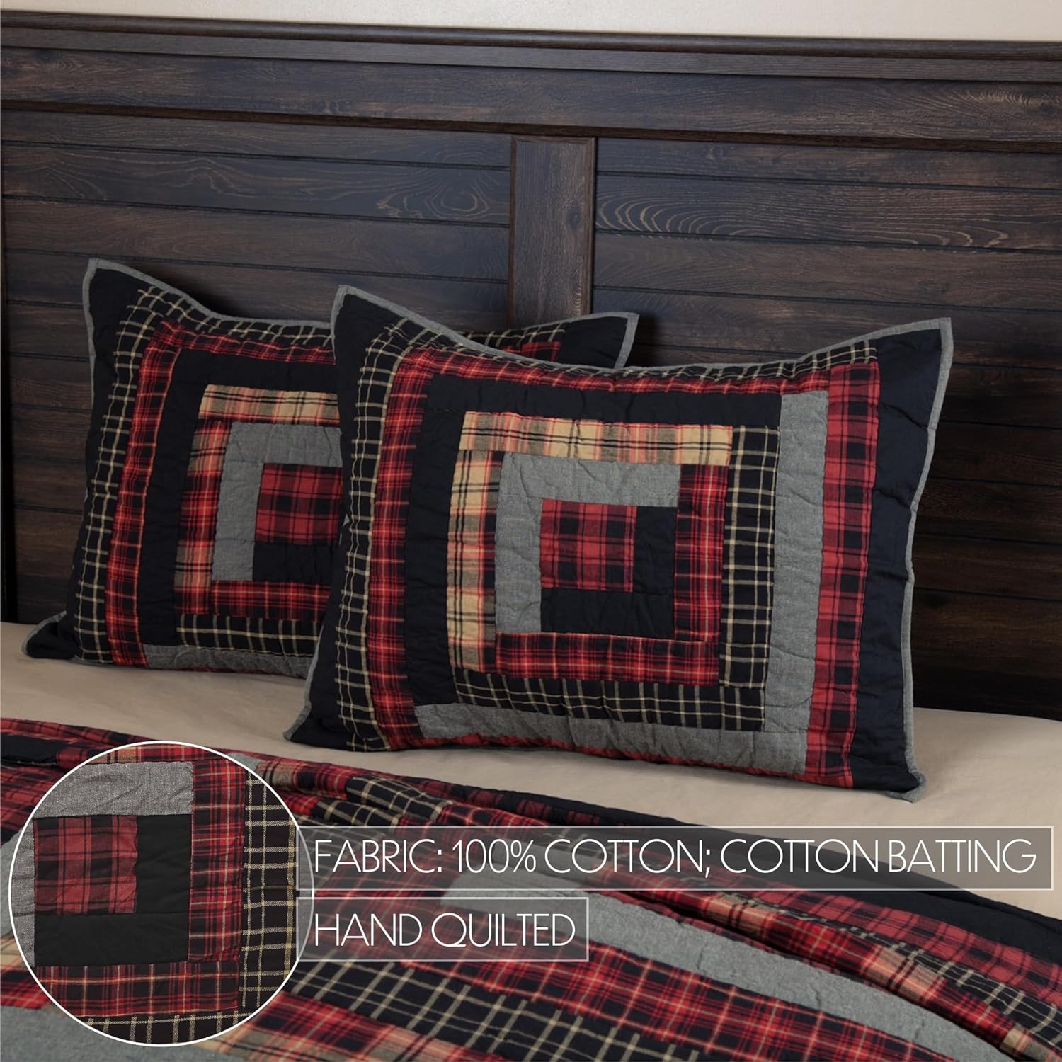 VHC Brands Rustic Cumberland Red Pillow Sham 21x27 1