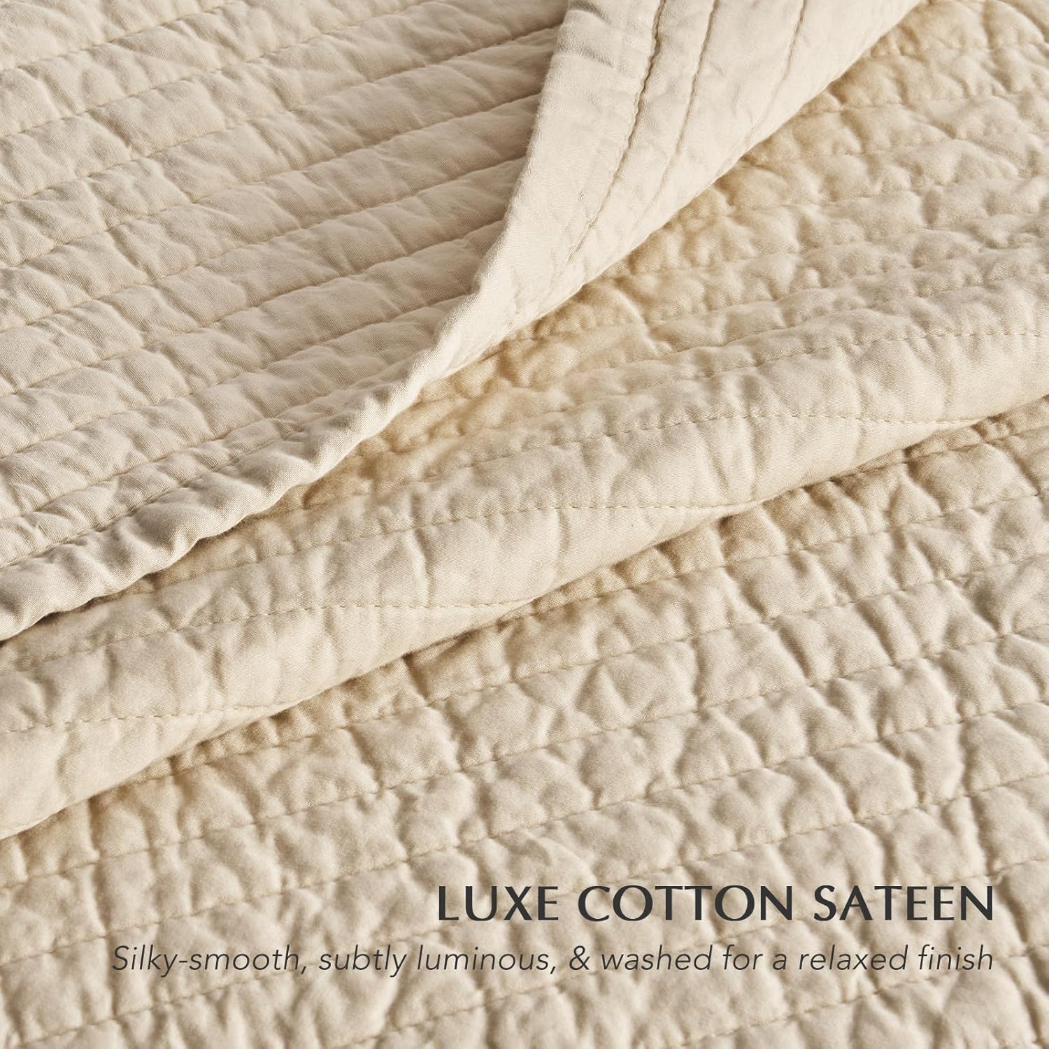 EVERGRACEHOME Cotton Sateen Quilt Set Queen Size