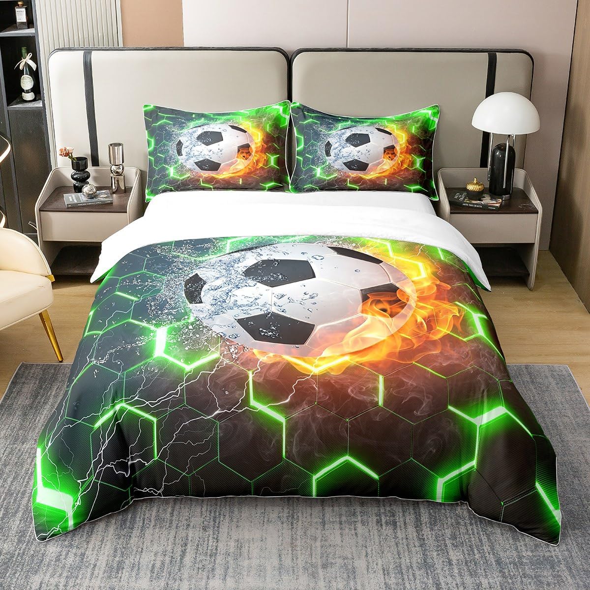 Erosebridal Kids Soccer Duvet Cover Set