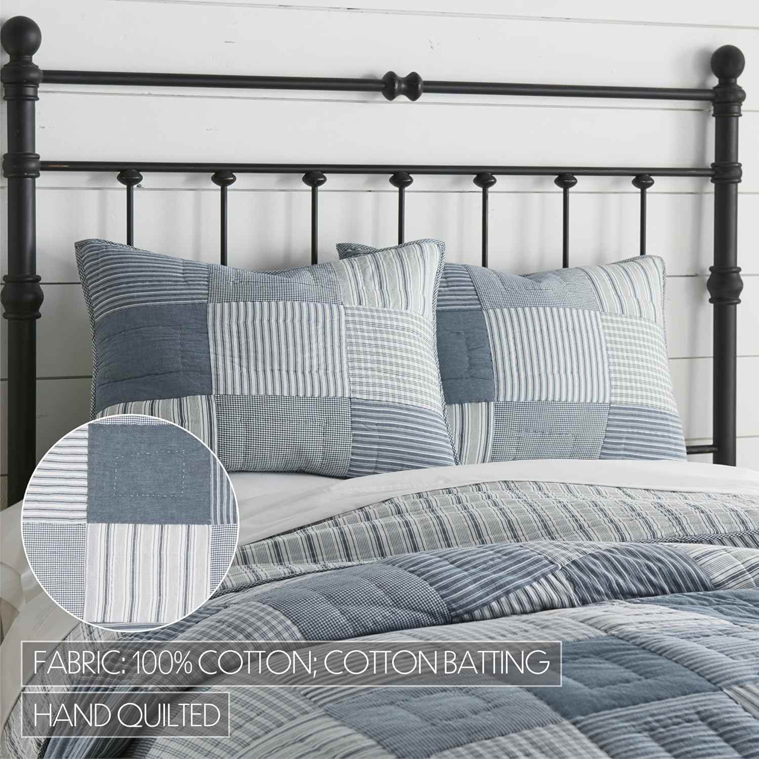 VHC Brands Farmhouse Patchwork Pillow Sham Set of 2 21x27