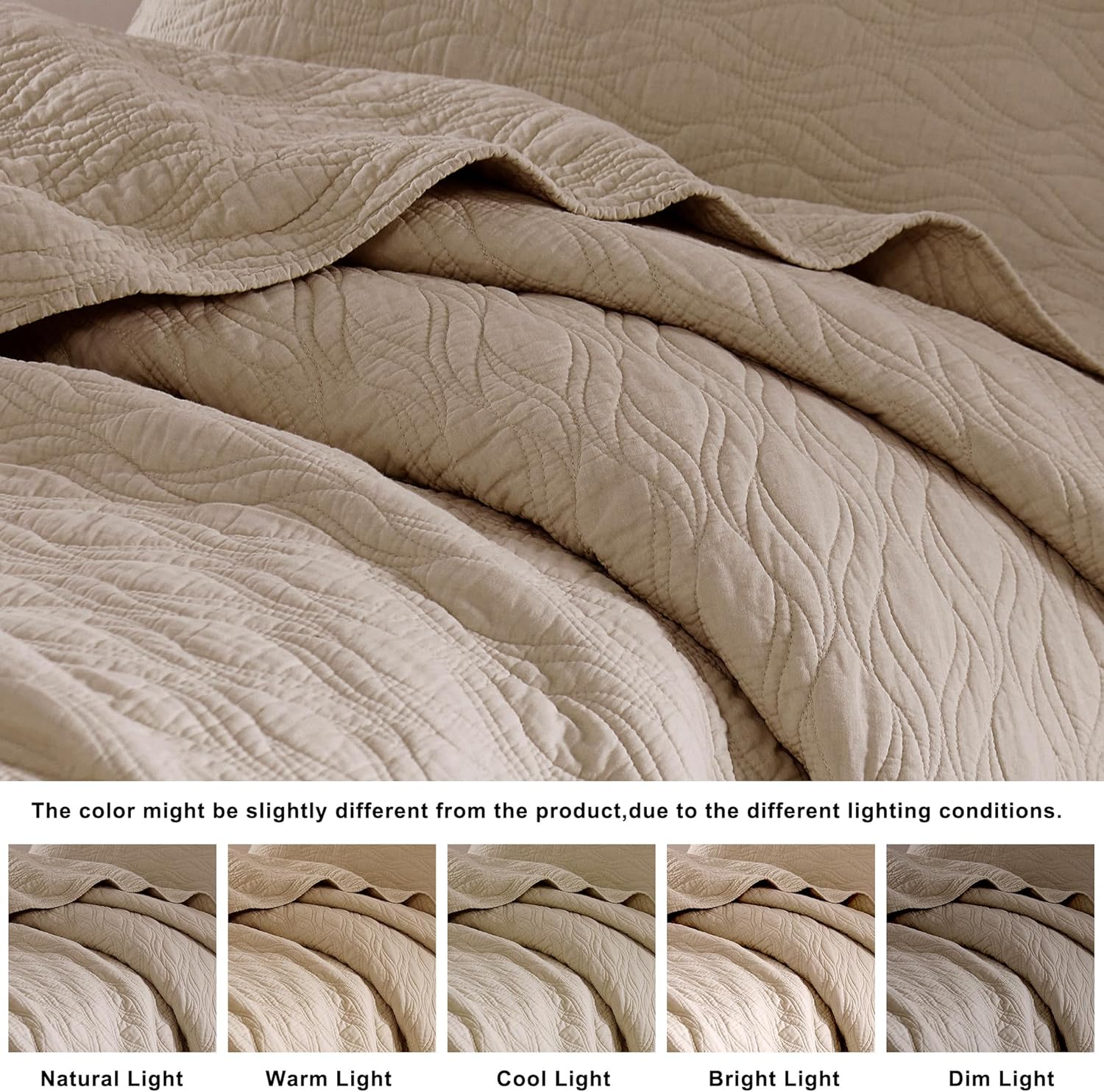 Palassio Dark Beige Cotton Quilt Queen Set with Pillow Shams