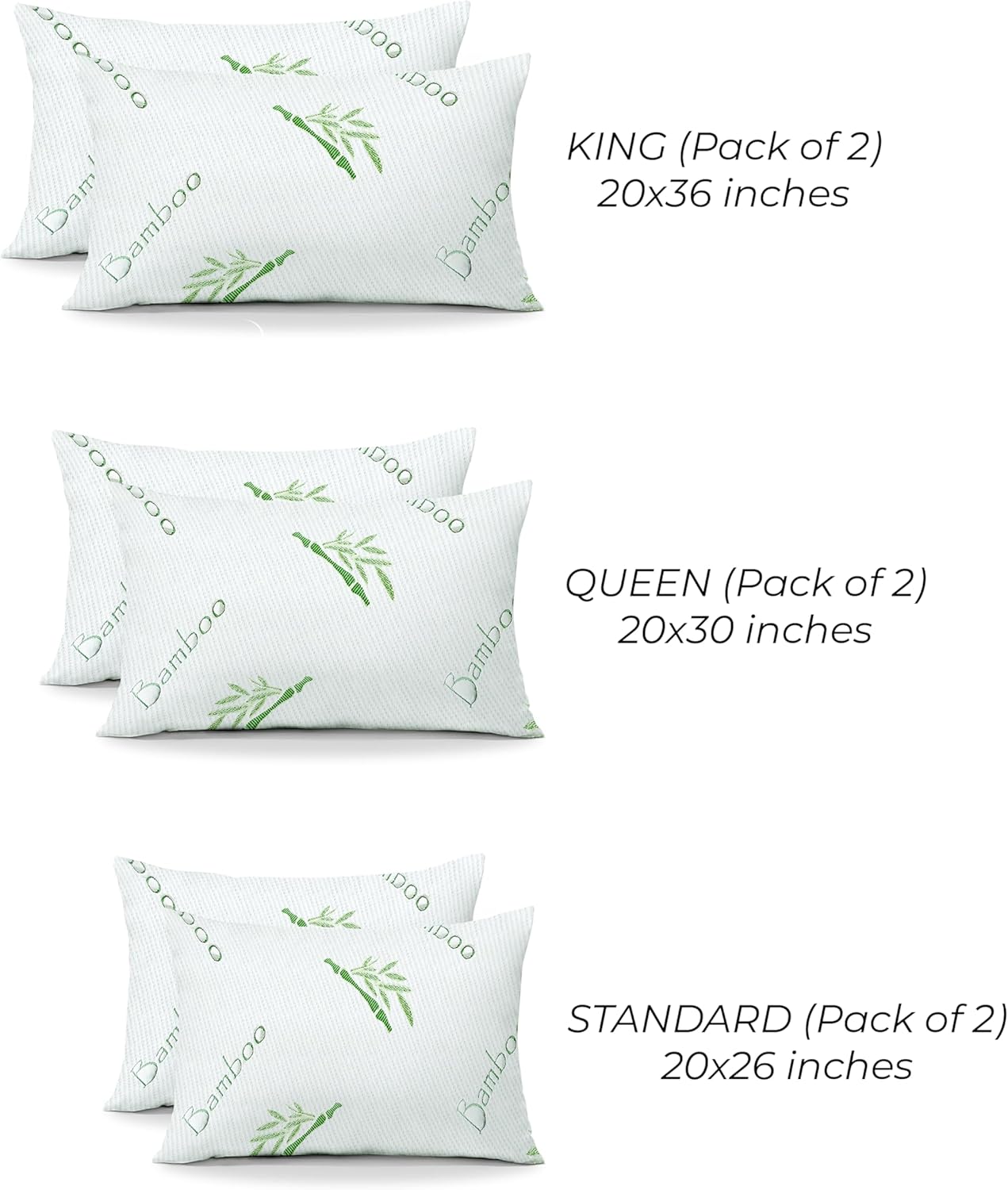 OMEO 2 Pack Rayon Bamboo Memory Foam Pillows