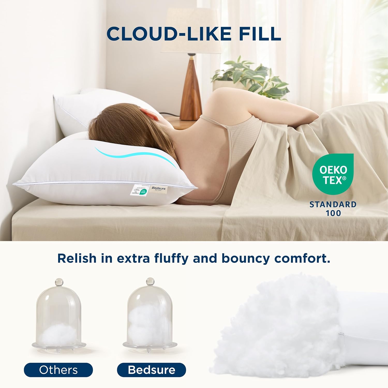 Bedsure Fluffy Pillows Set of 2 - 19x26