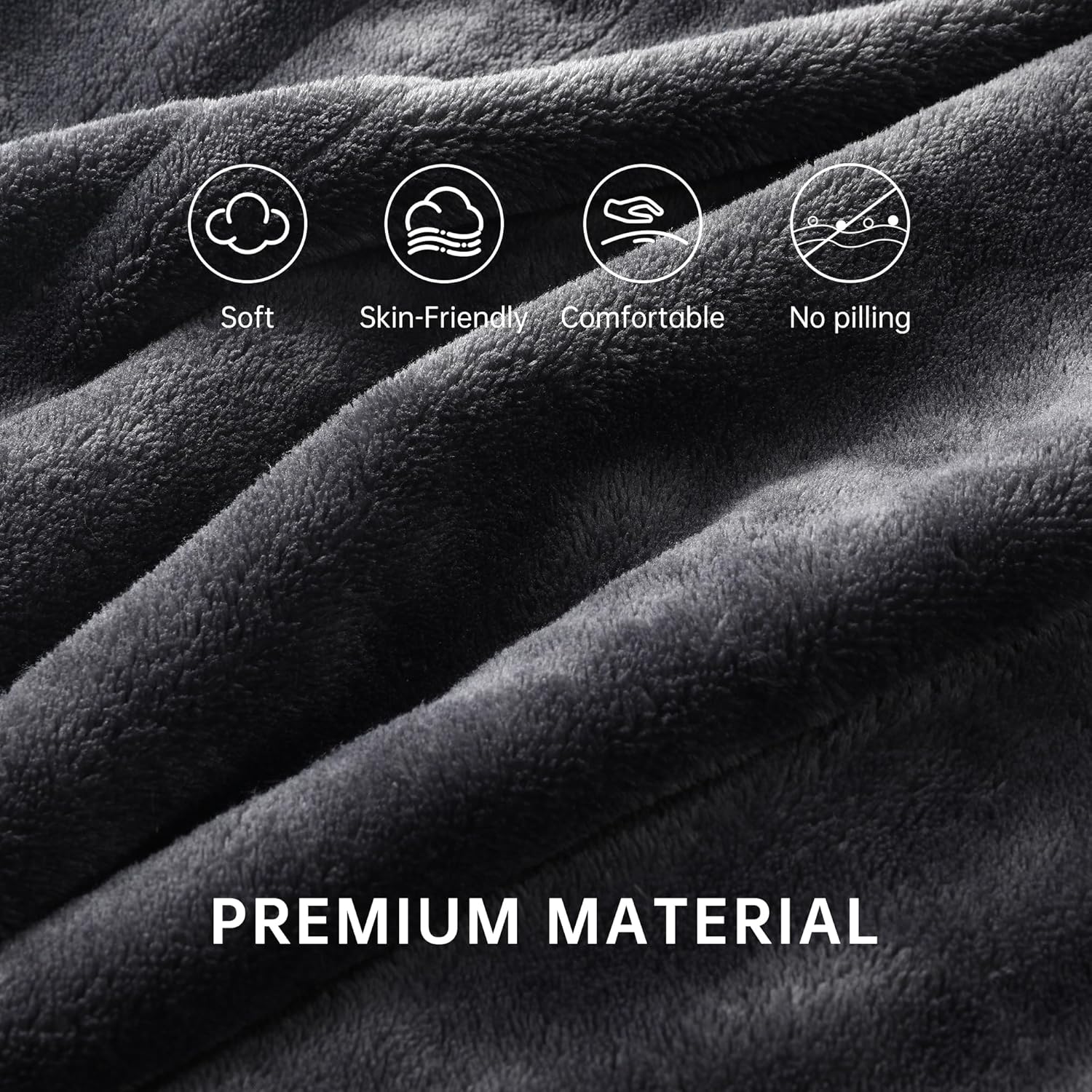 McJaw Heated Electric Blanket 72 x 84 Dark Grey