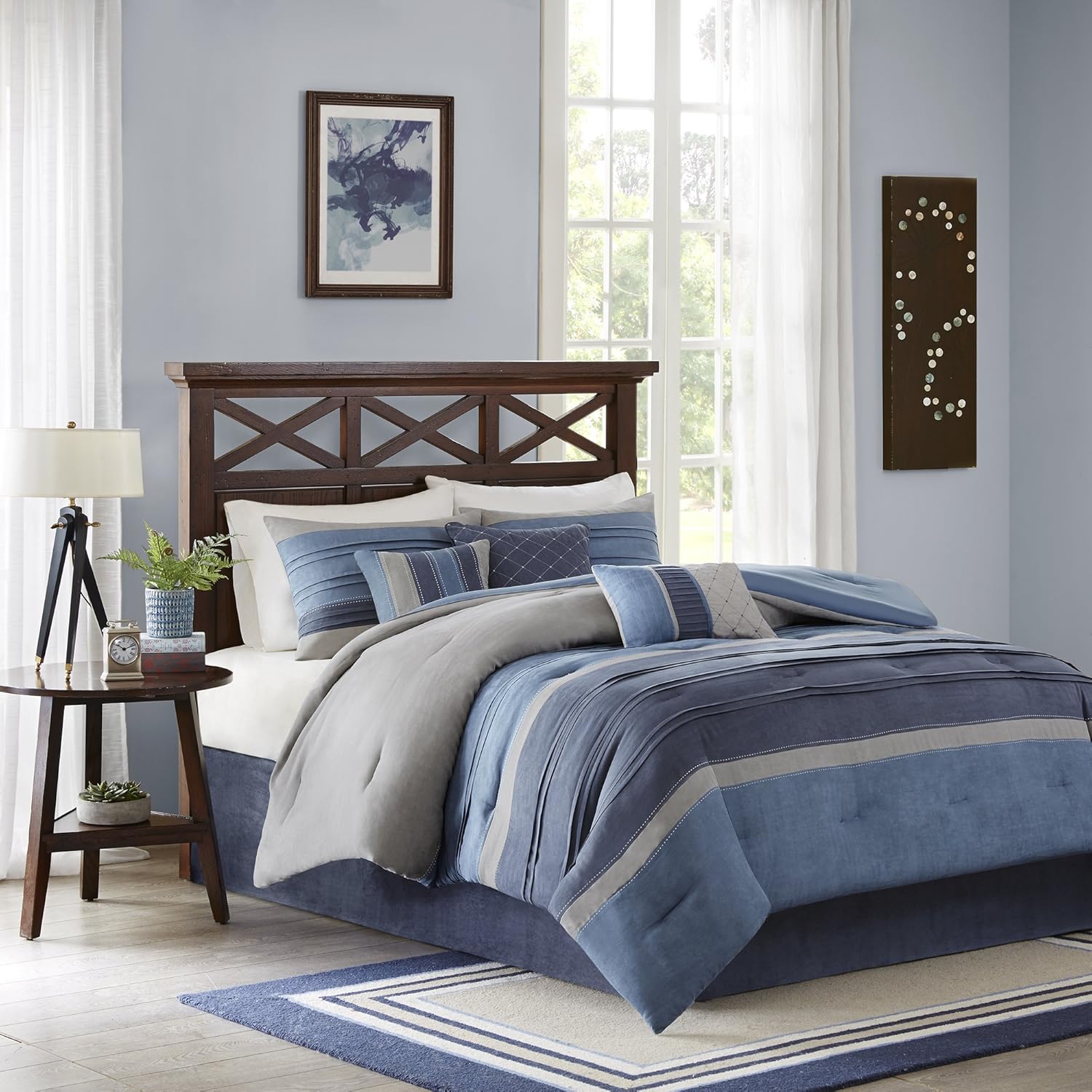 Madison Park Collins Comforter Set Cal King Blue Grey