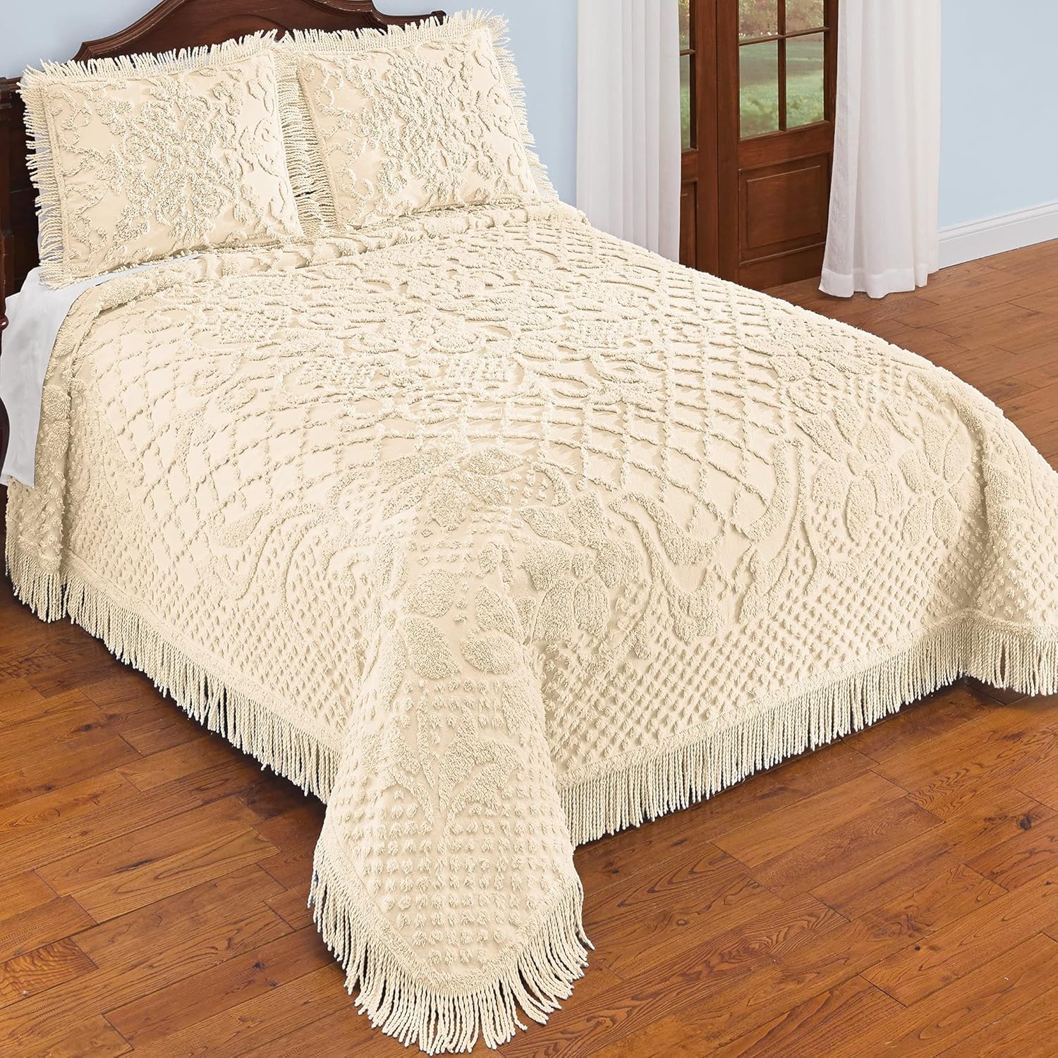 Collections Etc Diamond Pattern Bella Chenille Bedspread - Machine Wash