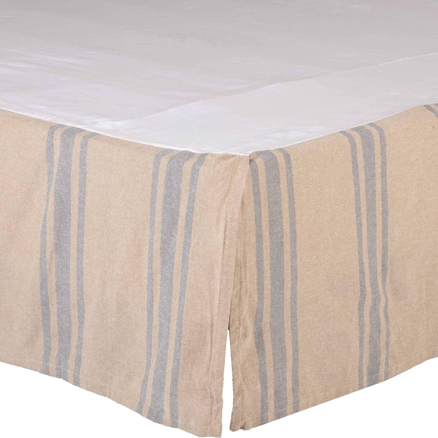 VHC Brands Queen Pillowcase Tan Grey Chambray