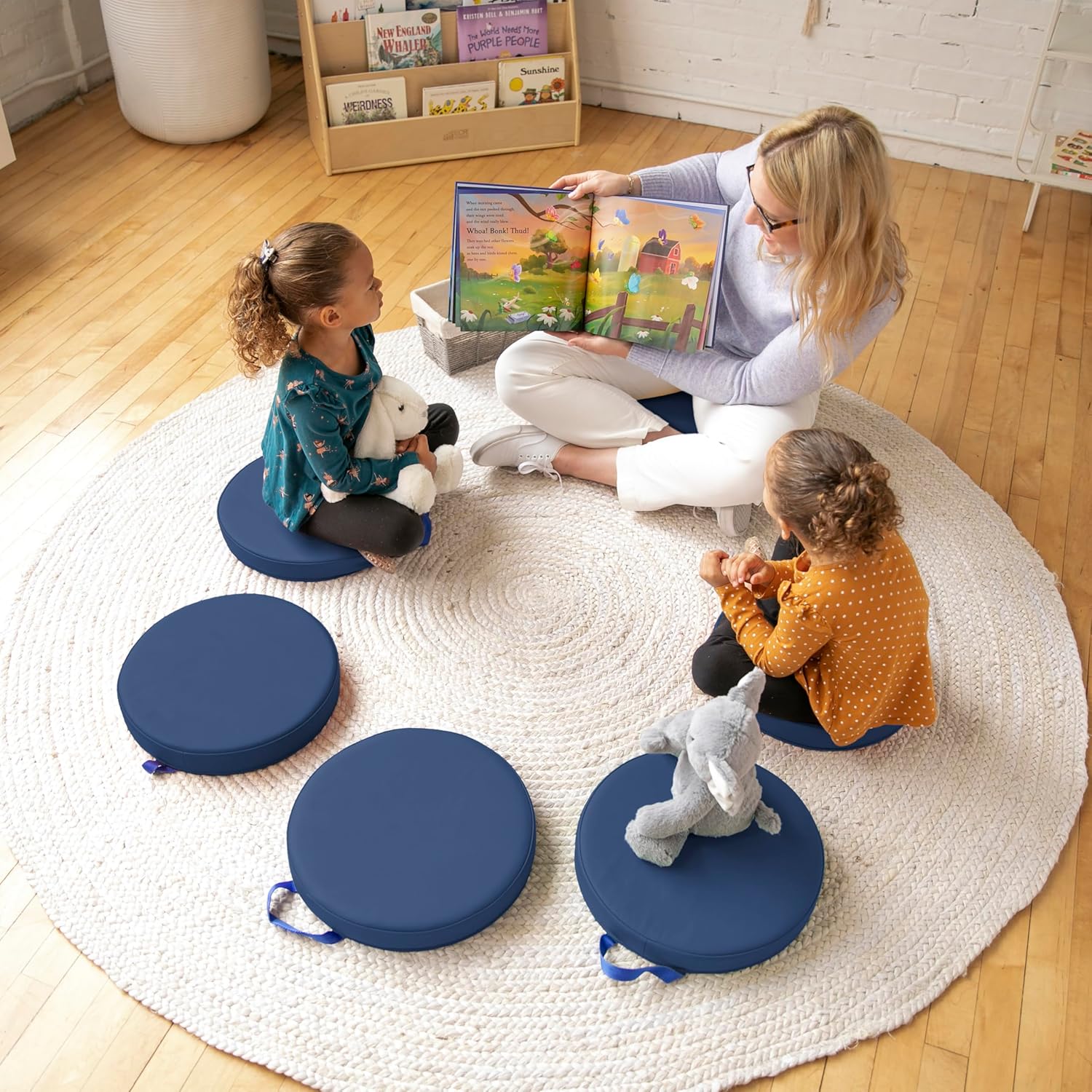 ECR4Kids SoftZone Floor Cushions 6-Piece Navy Set