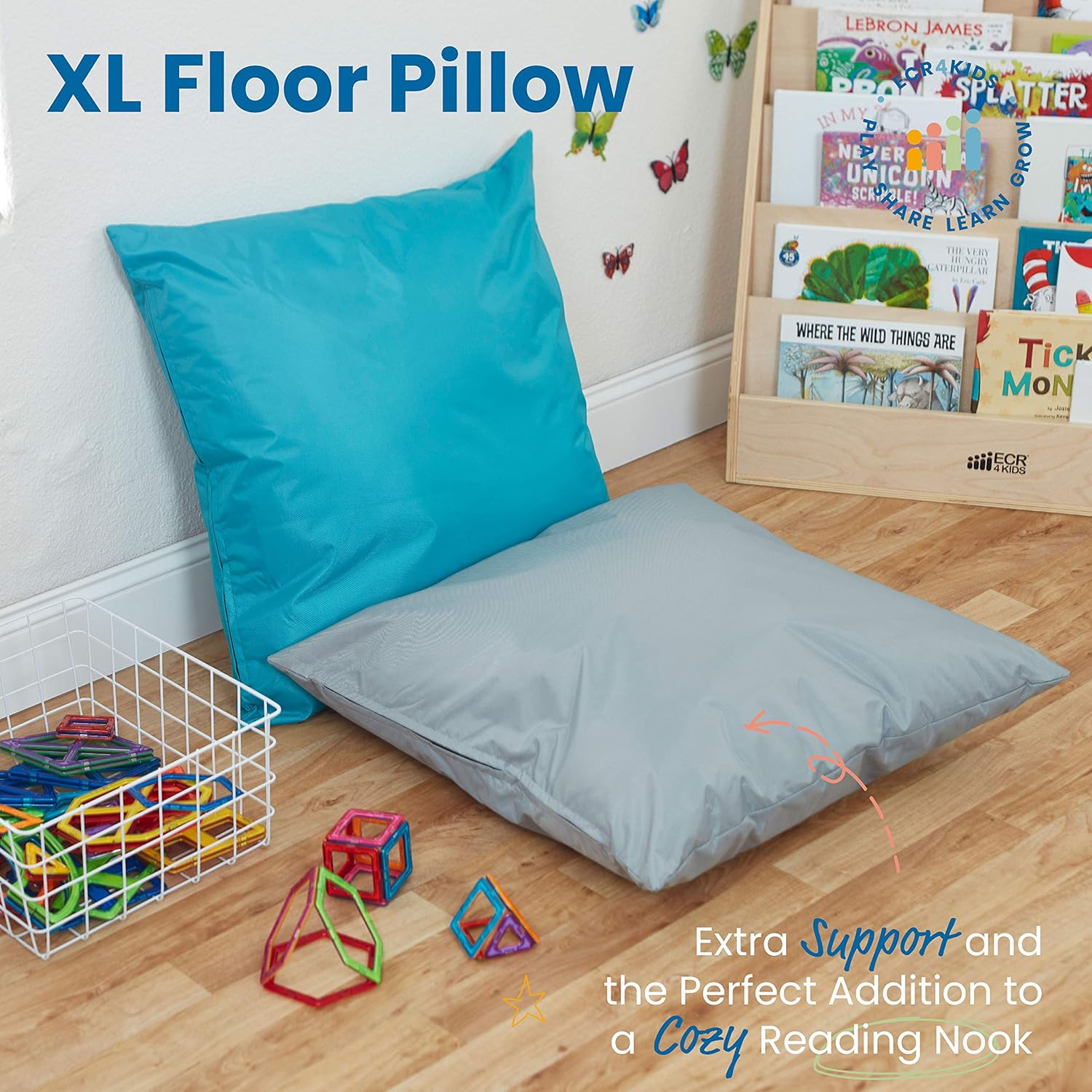 ECR4Kids Jumbo Floor Pillow Turquoise 27in