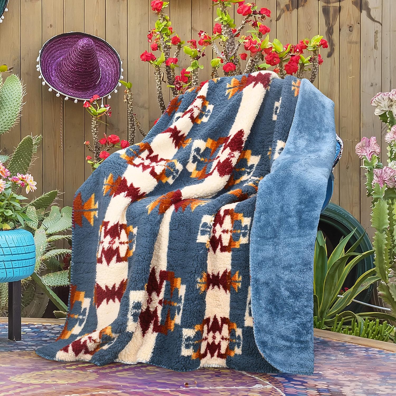 Catalonia Southwestern Tribal Print Throw Blanket 50x60 Inches