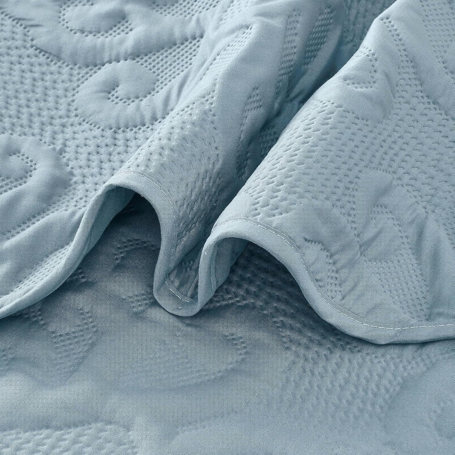 Kingnex King Size Bedspread Soft Lightweight Quilted Set 3 Pieces Blue