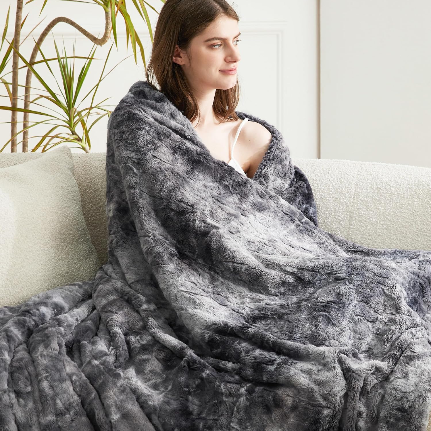 Bedsure Sherpa Fluffy Blanket - Twin Size Tie Dye 60x80 Inches