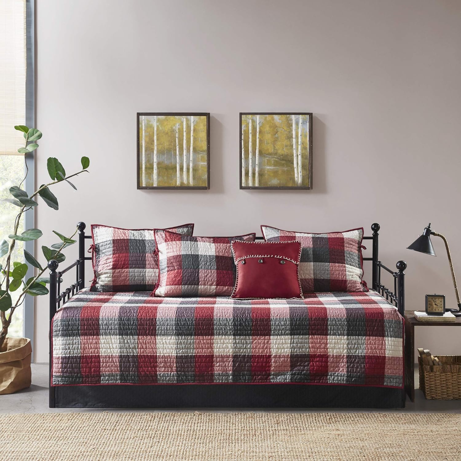 Madison Park Reversible Daybed Cover Set Plaid Red 75x39