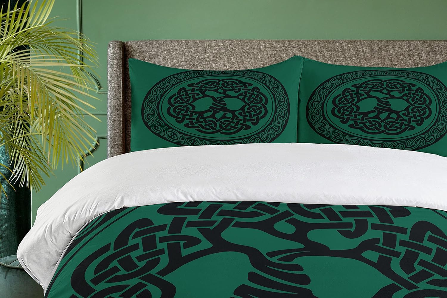Ambesonne Celtic Duvet Cover Set Forest Green Black