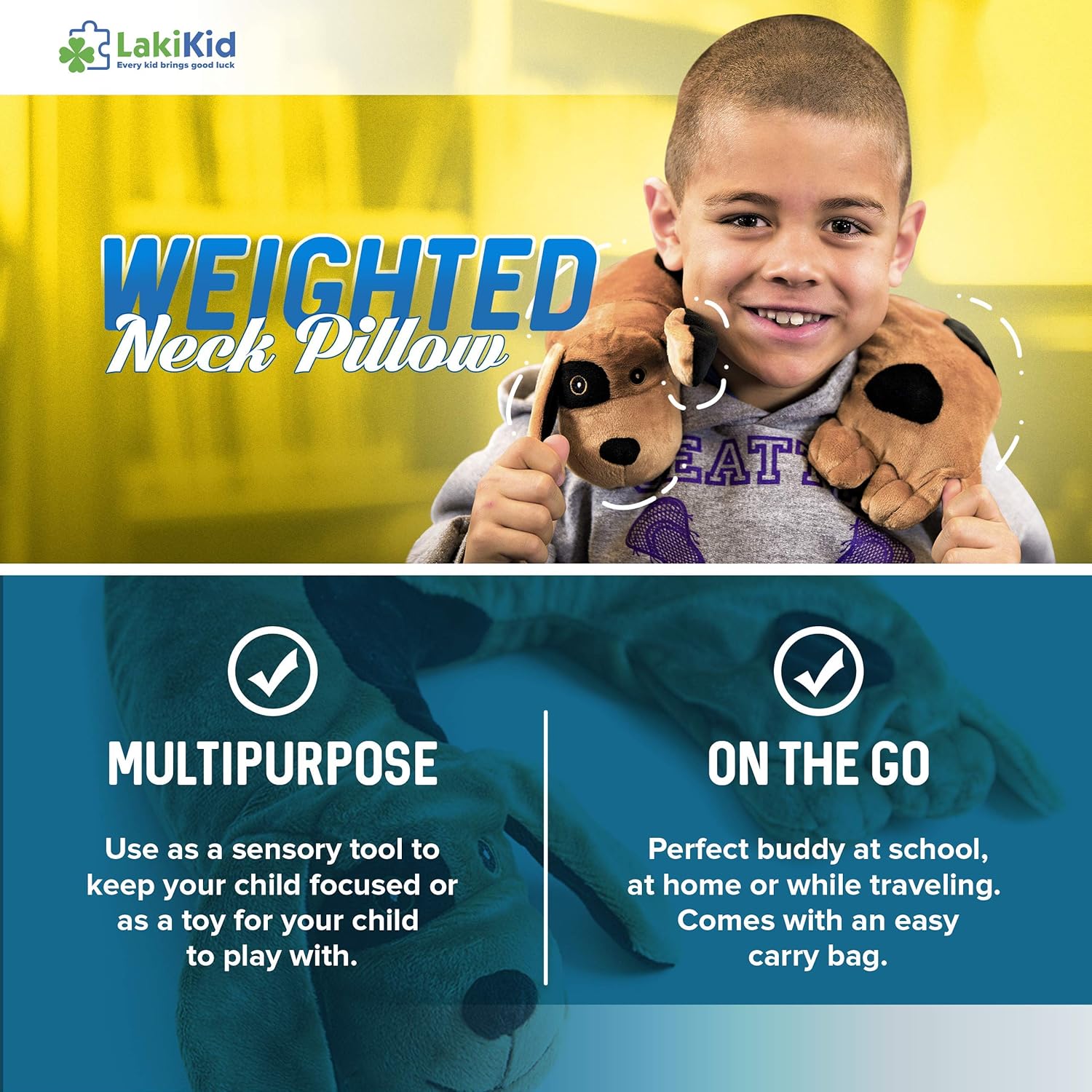LakiKid Shoulder Wrap for Kids Beagle Travel Pillow