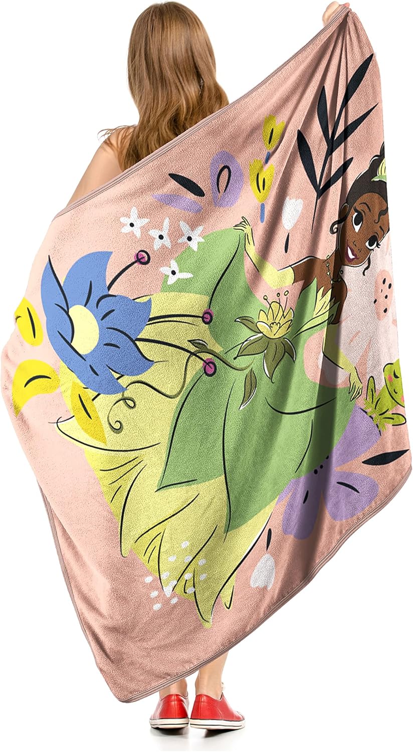 Northwest Princess and The Frog Micro Raschel Throw Blanket - Blossoming Tiana