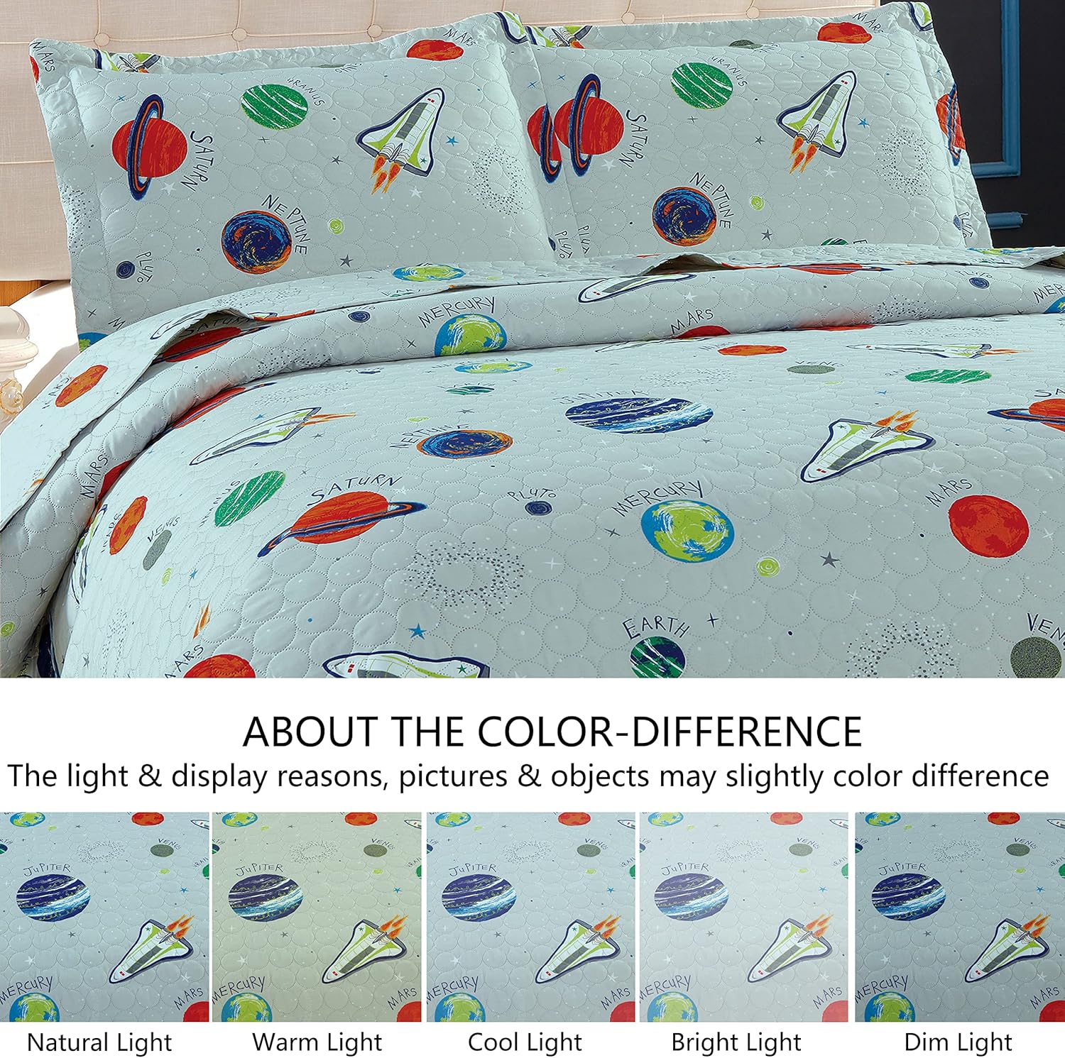 Smuge Galaxy Adventure 3-Piece Quilt Set for Kids