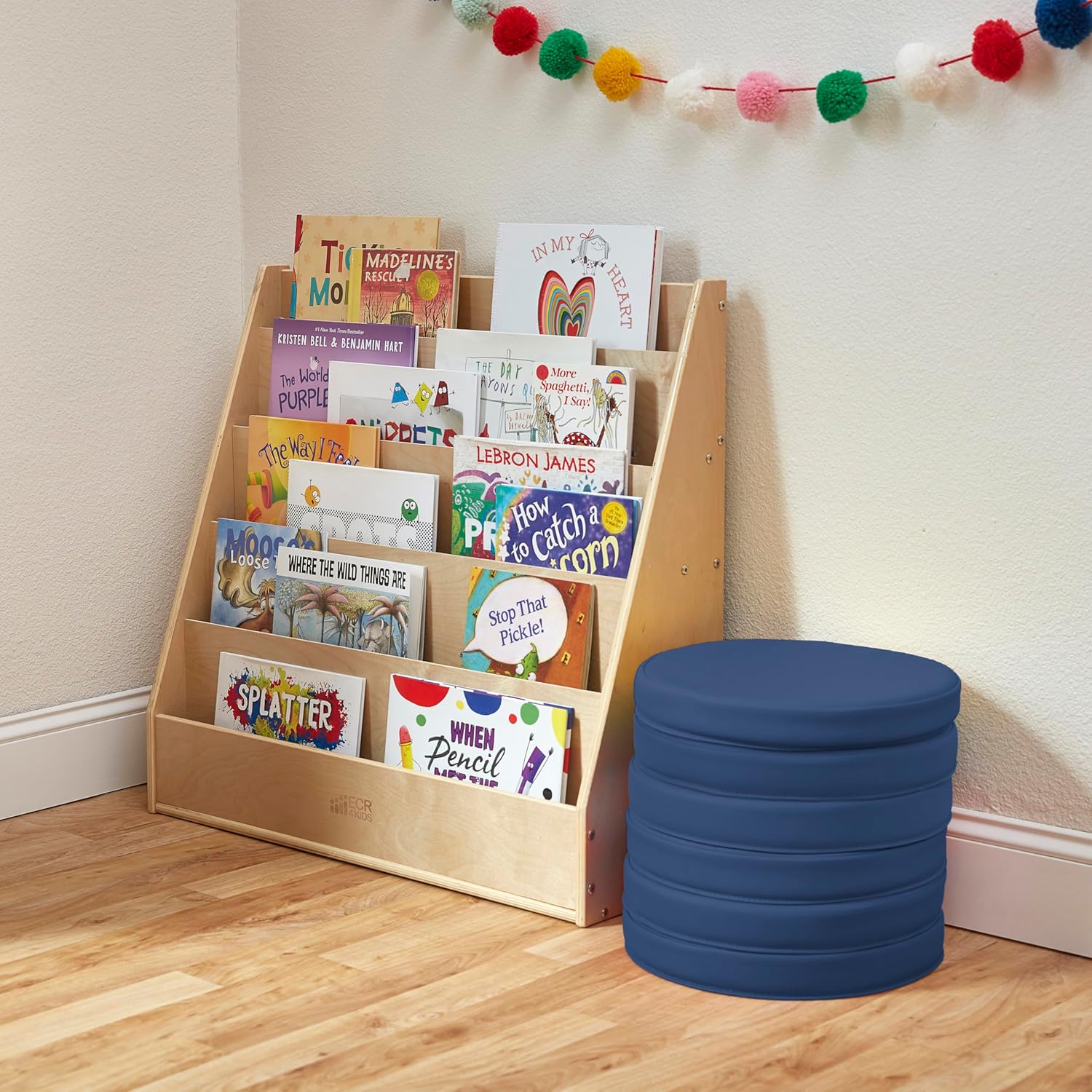 ECR4Kids SoftZone Floor Cushions 6-Piece Navy Set