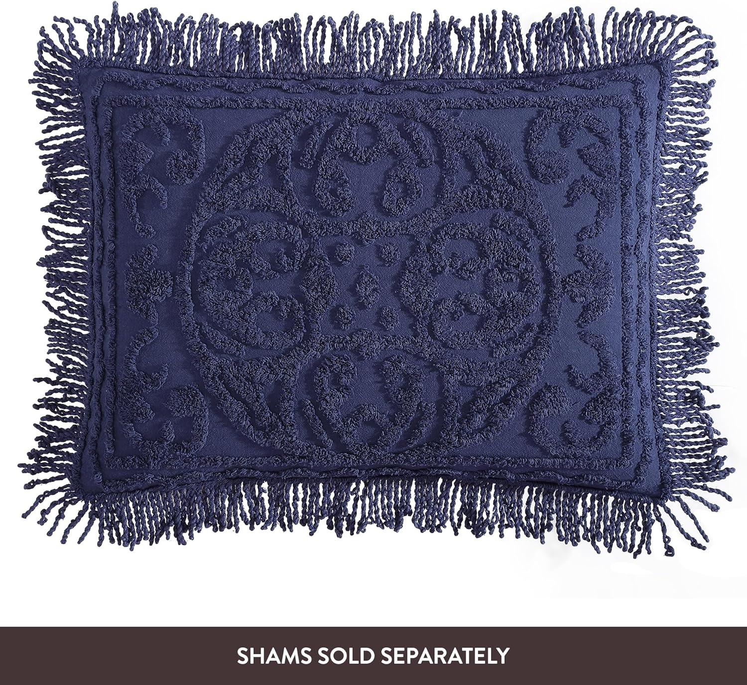 Beatrice Home Fashions Medallion Chenille Bedspread Queen Navy