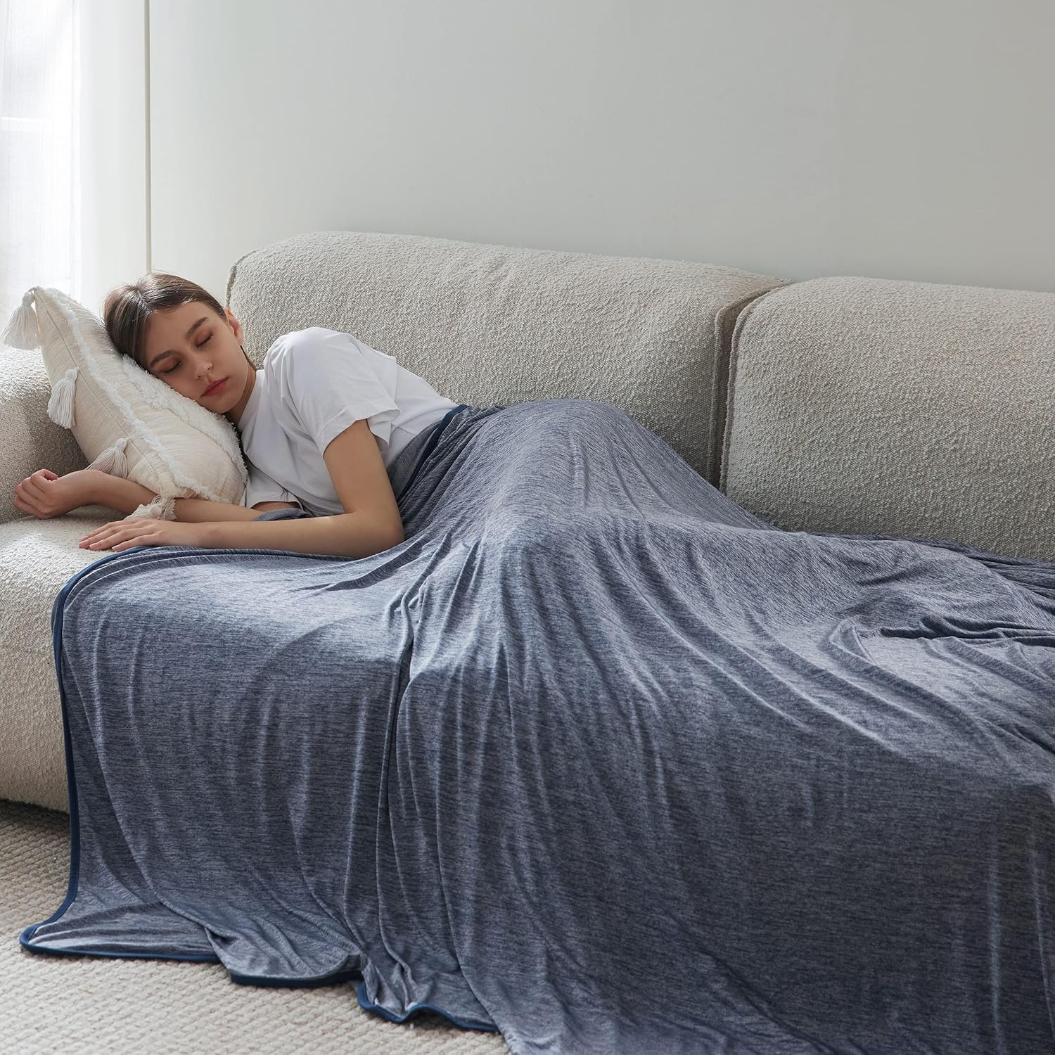Bedsure Cooling Blanket 50x70 Navy Blue for Hot Sleepers