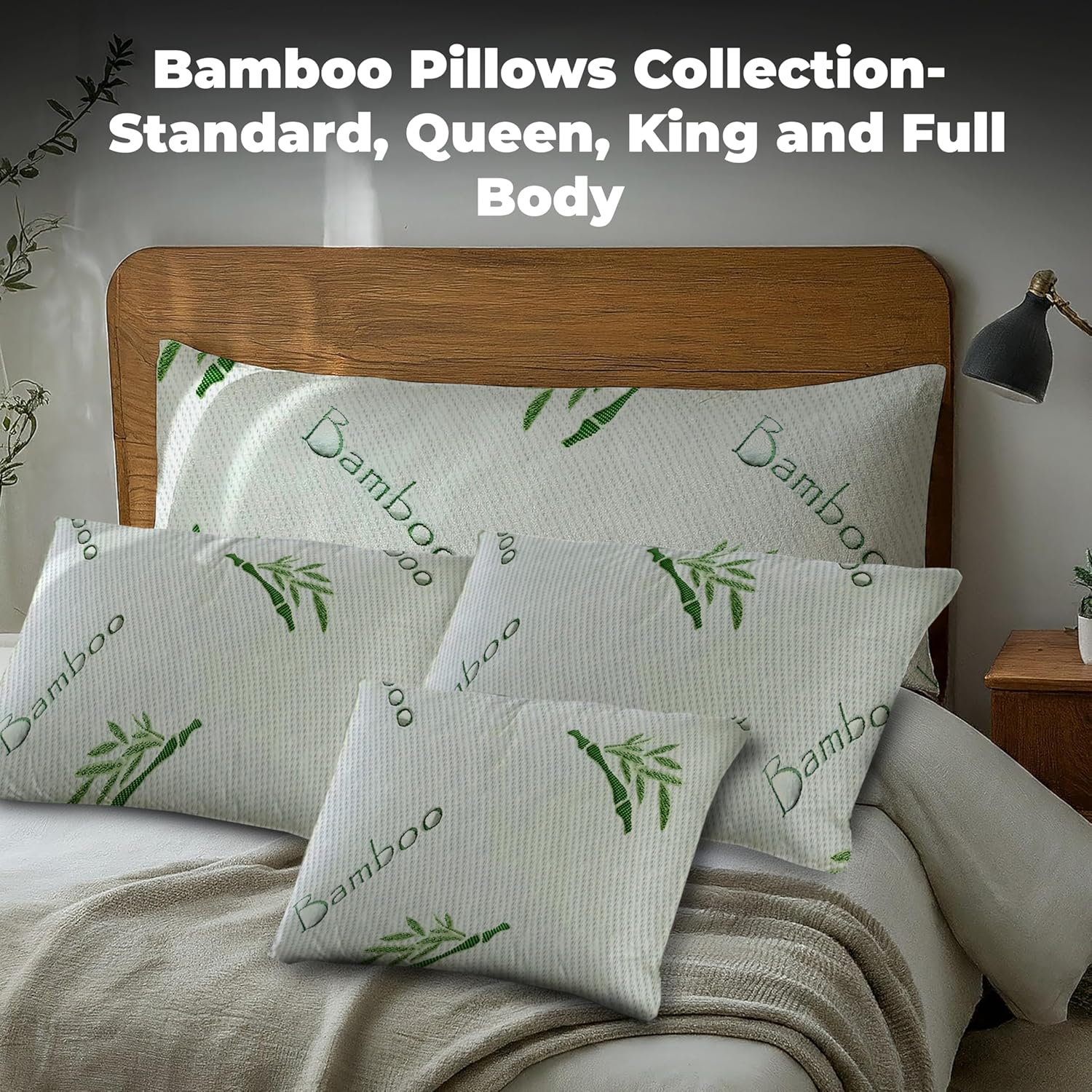 OMEO 2 Pack Rayon Bamboo Memory Foam Pillows