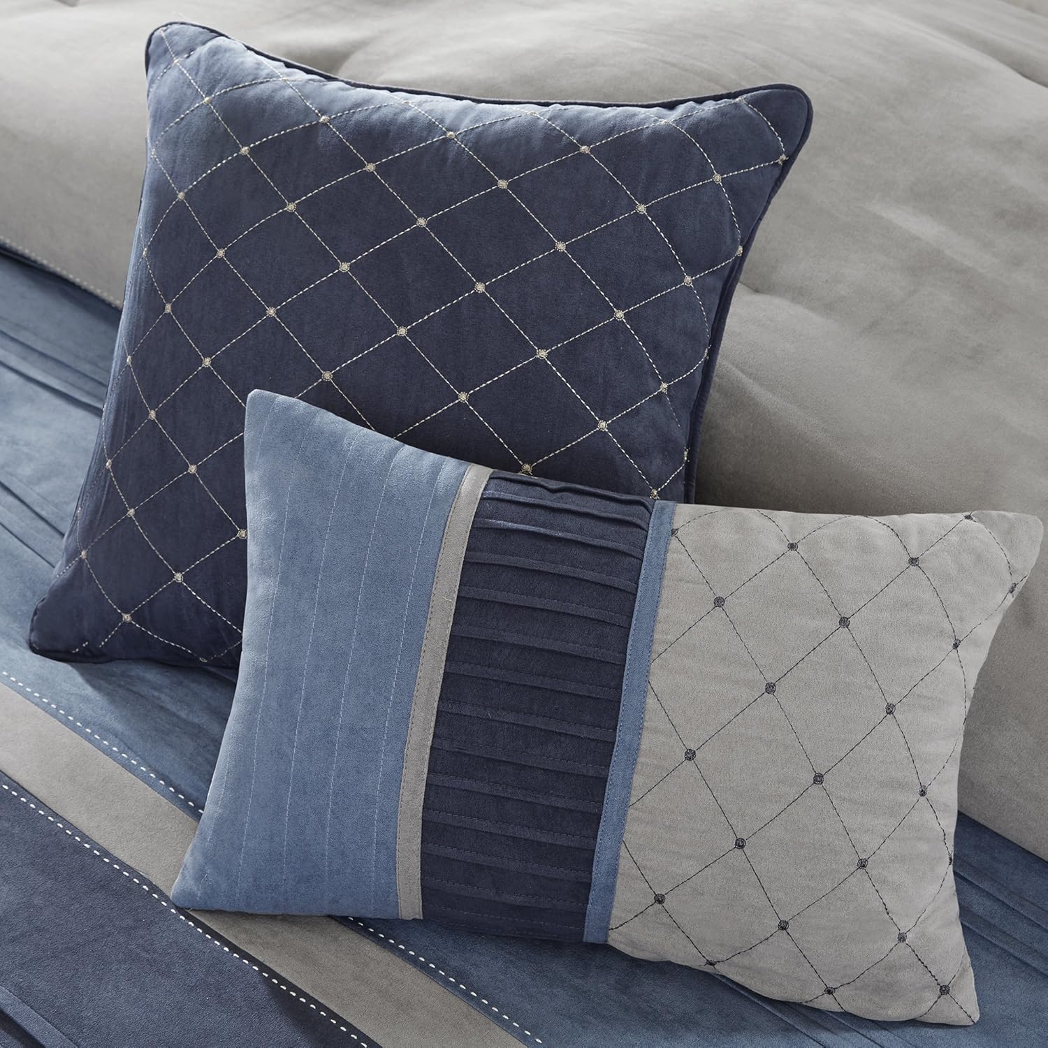 Madison Park Collins Comforter Set Cal King Blue Grey