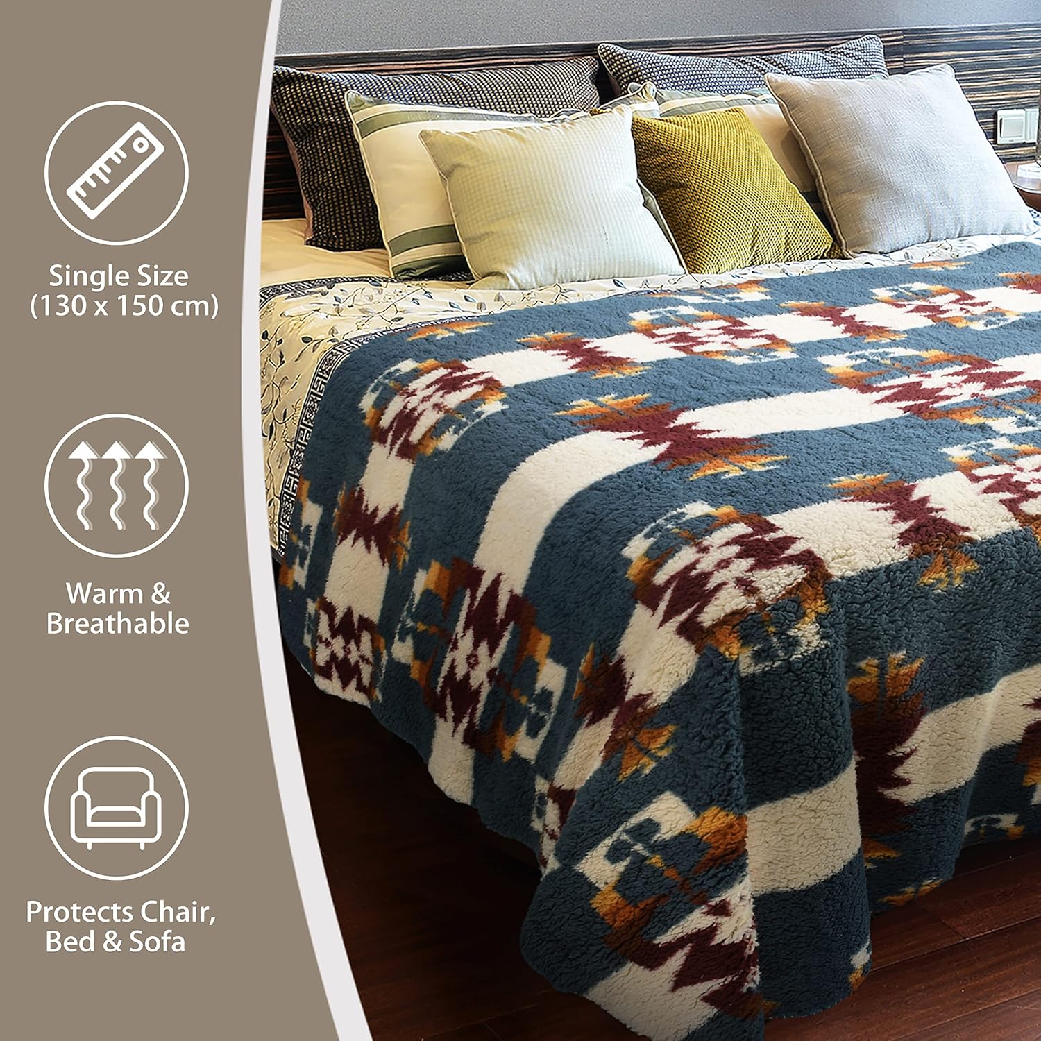 Catalonia Southwestern Tribal Print Throw Blanket 50x60 Inches