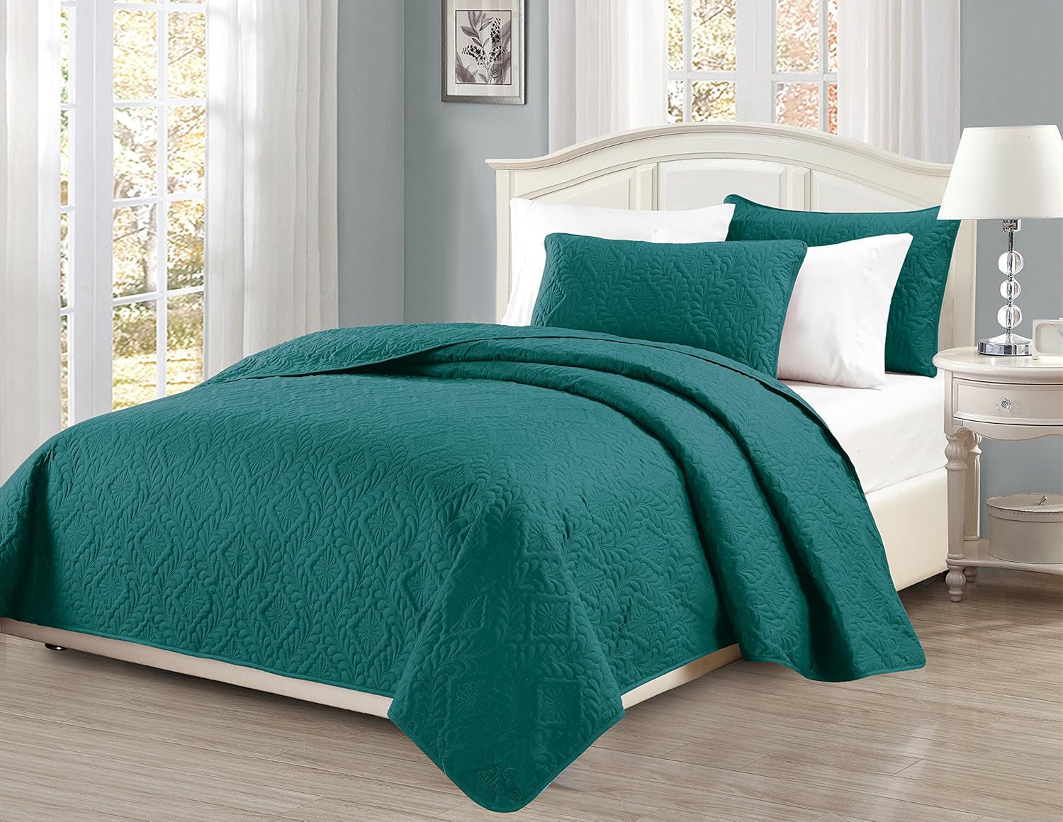 MK Home 3pc Over Size Diamond Bedspread Set