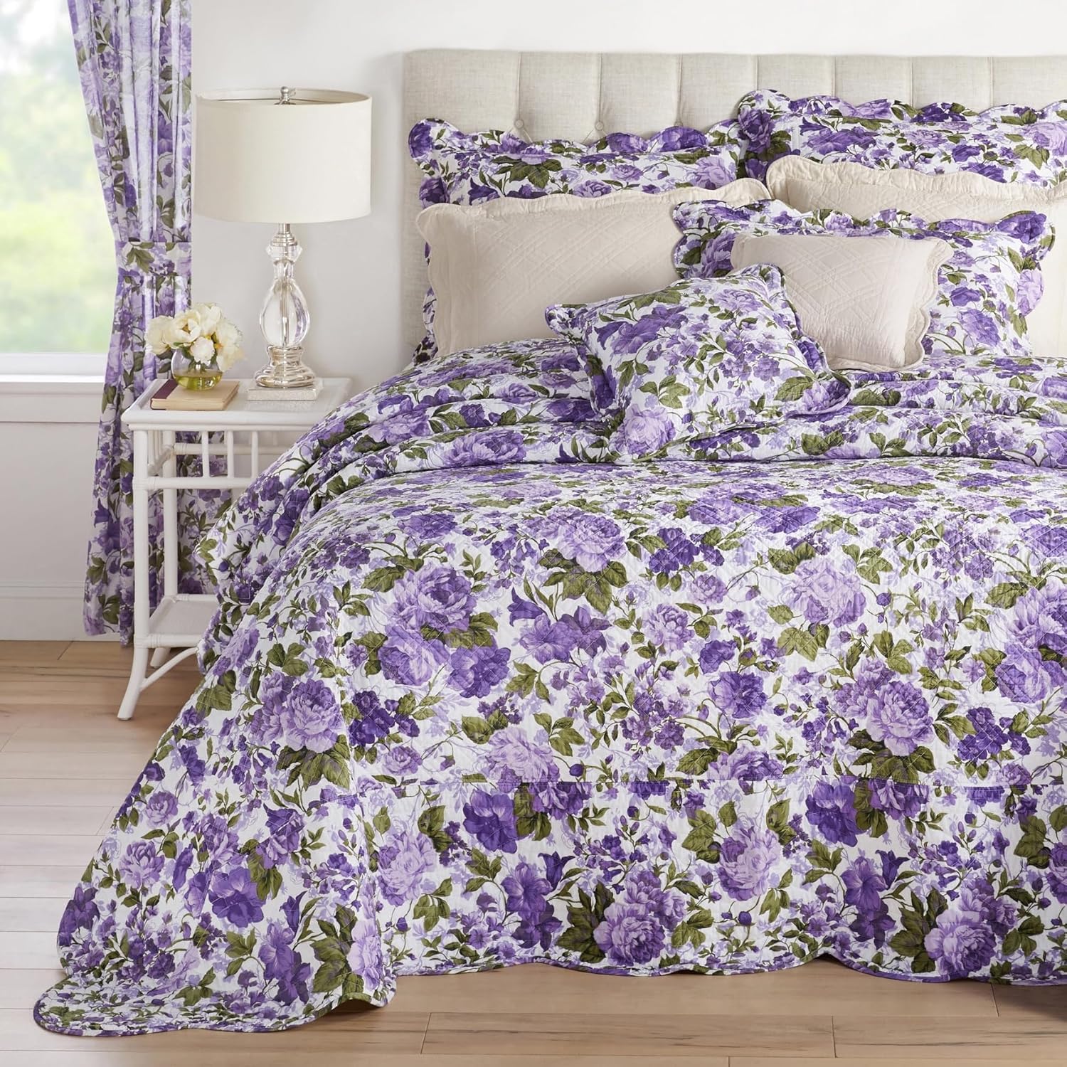 BrylaneHome Bedding Soft 100 Cotton Bedspread - King Blue Stripe