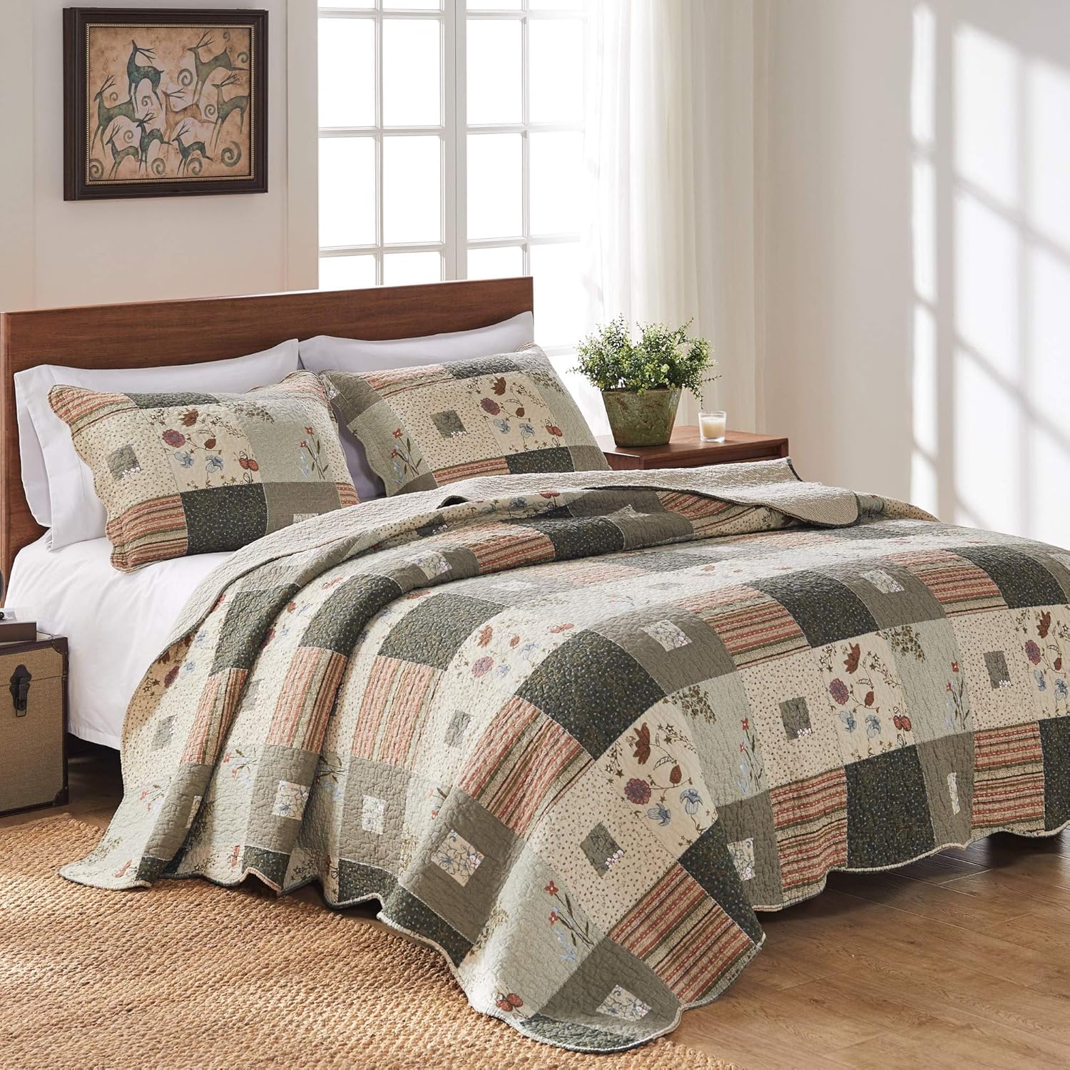Greenland Home Sedona 100 Cotton Quilt Set Gray