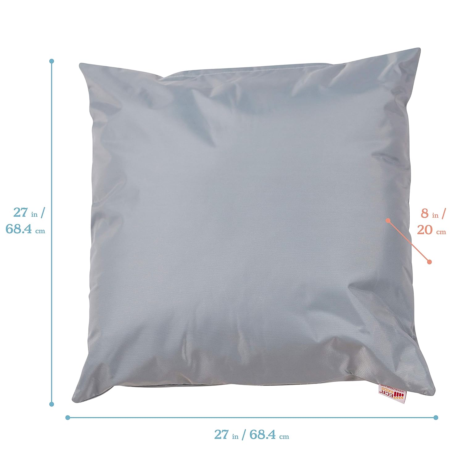 ECR4Kids Jumbo Floor Pillow 27in Light Grey 1