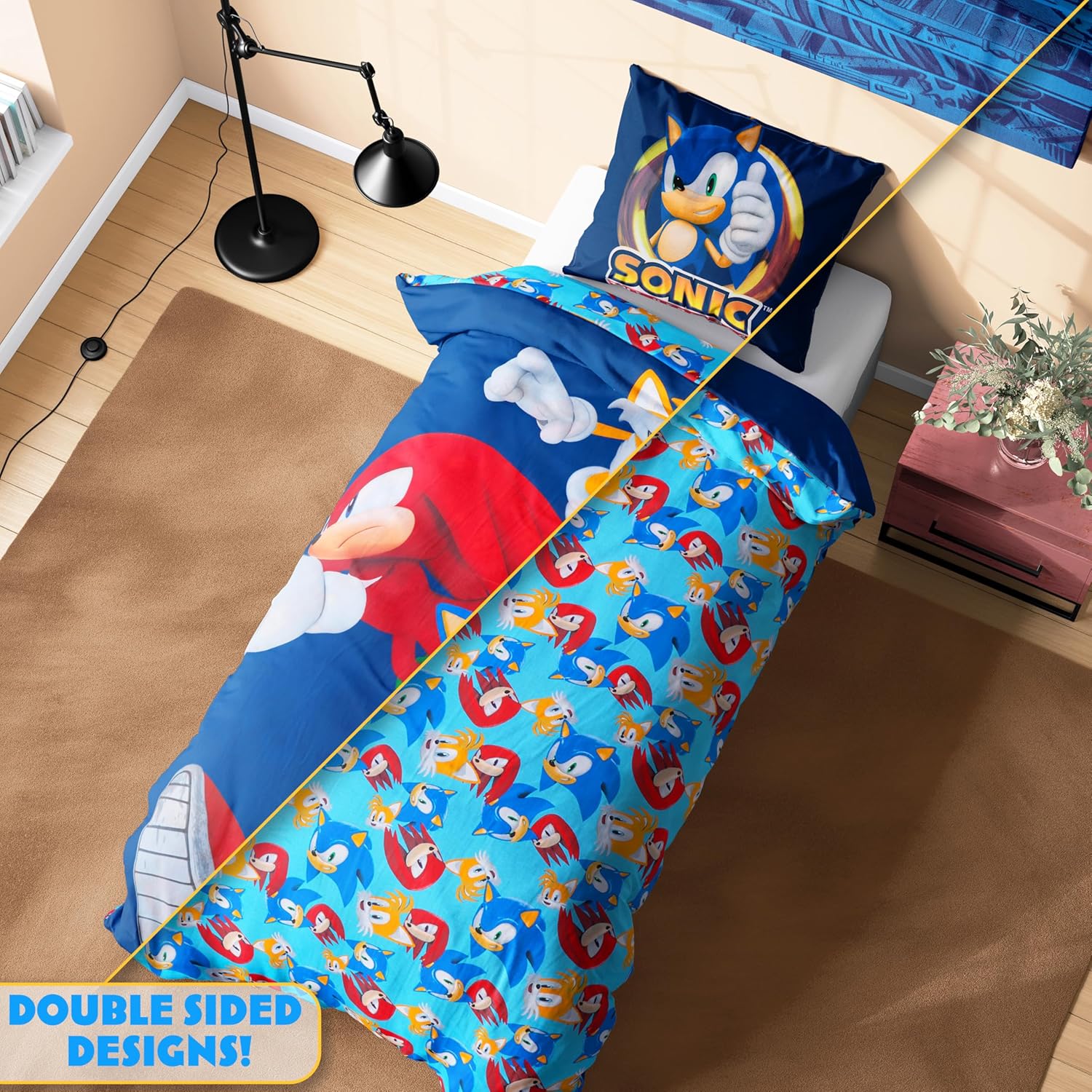 Sonic The Hedgehog Duvet Cover Pillowcase Set Kids Teens Single Size